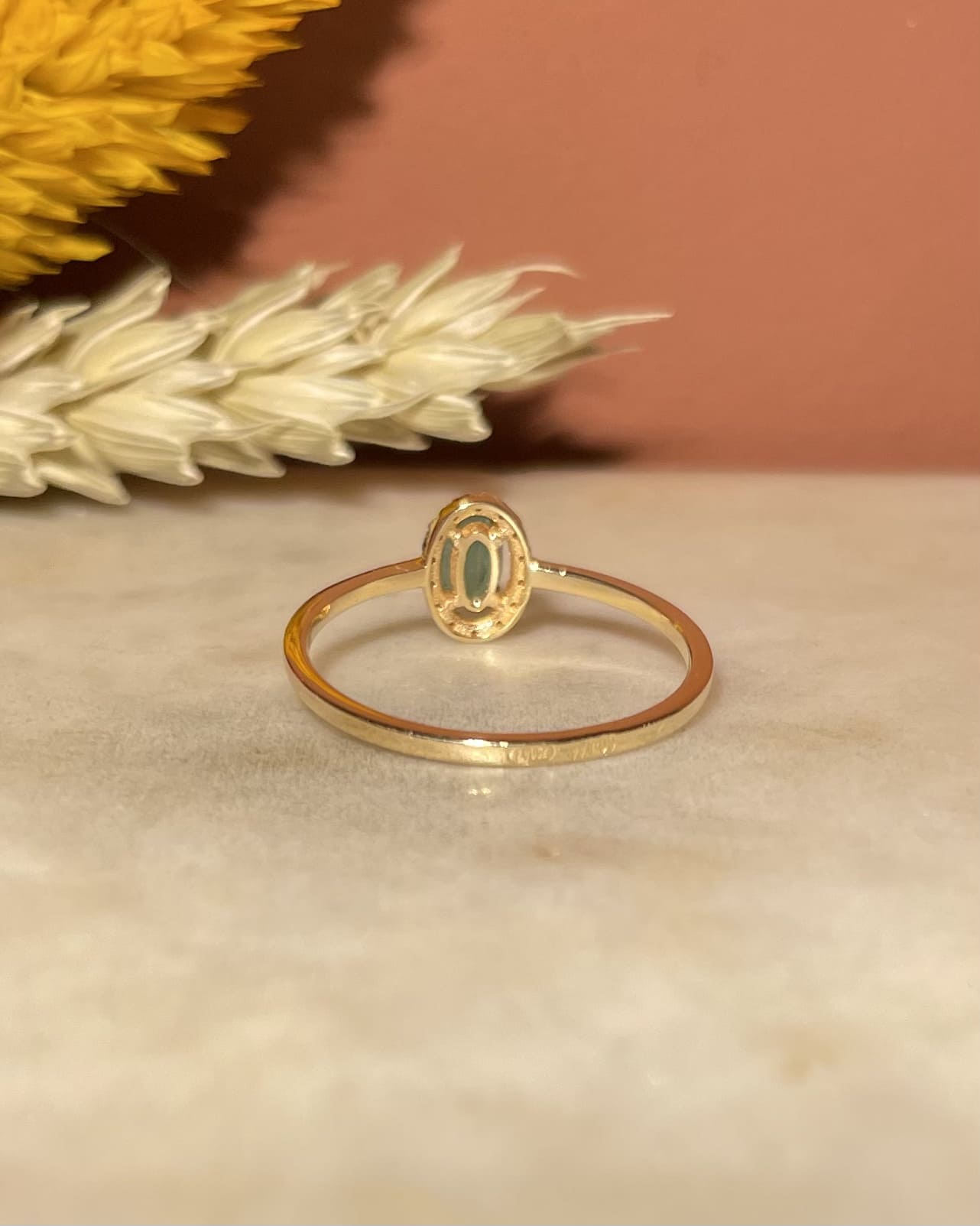 "Carlotta" Emerald & 14 Diamond Daisy Ring