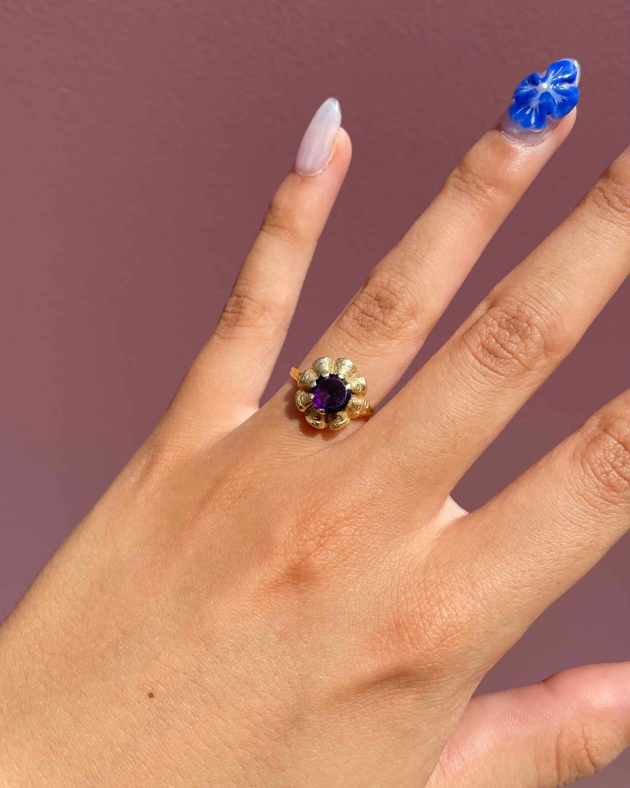 Bague Fleur Vintage Améthyste 1 Carat "Birdy"