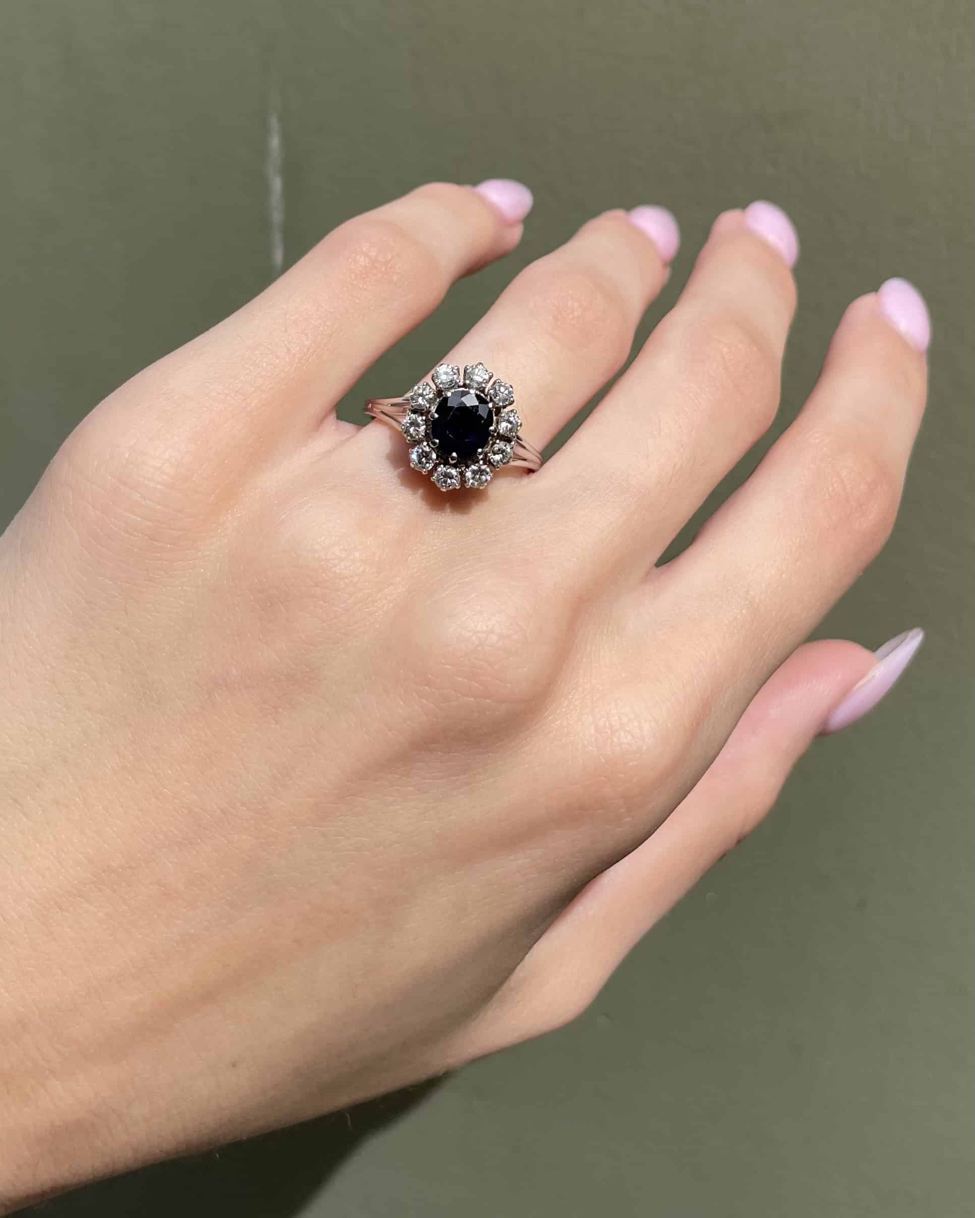 "Vanessa" 1.50 carat Sapphire & Diamond Daisy Ring