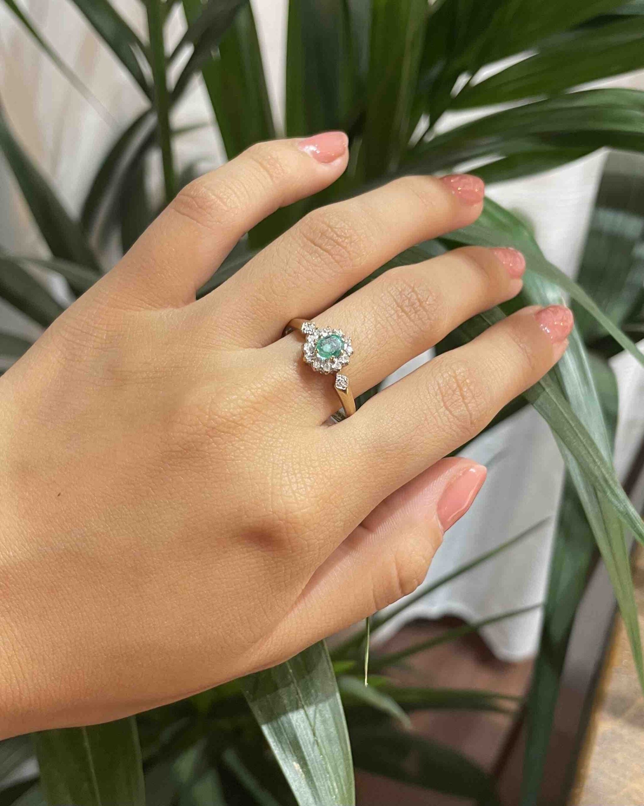 "Aemma" Emerald & Diamond Daisy Ring