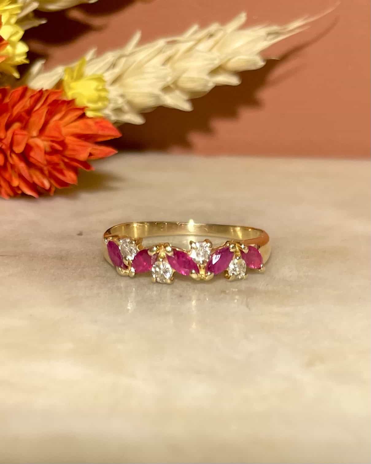 Bague Rivière Rubis & Diamants "Clarita" - Elliade Paris