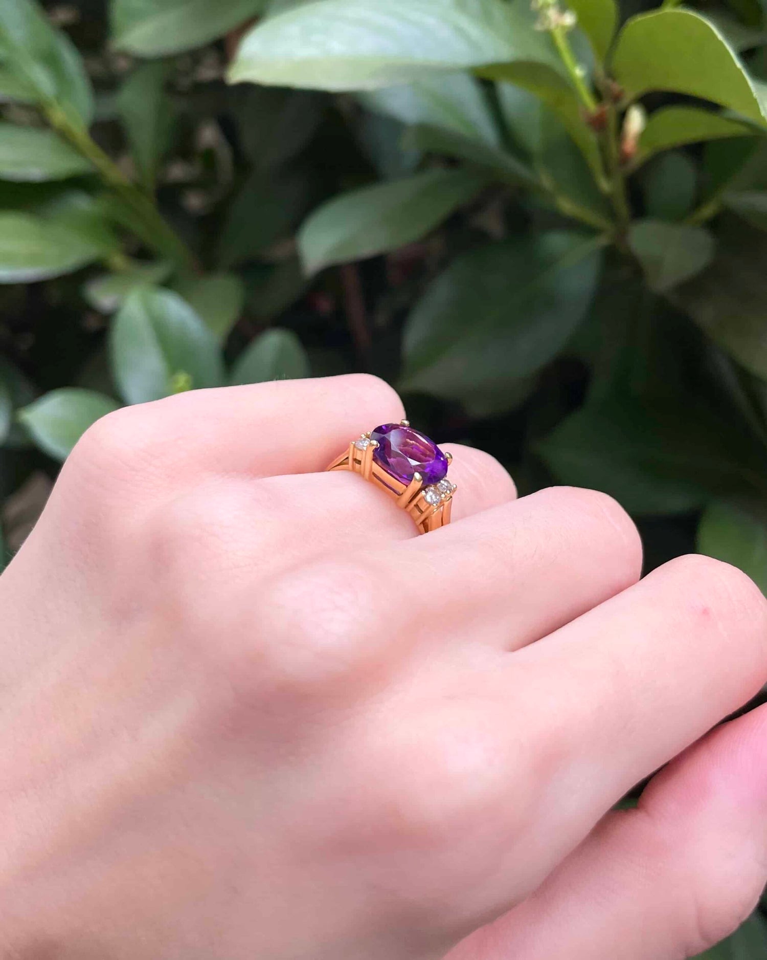 Bague Vintage Améthyste 4 Carats & Diamants "Shay"