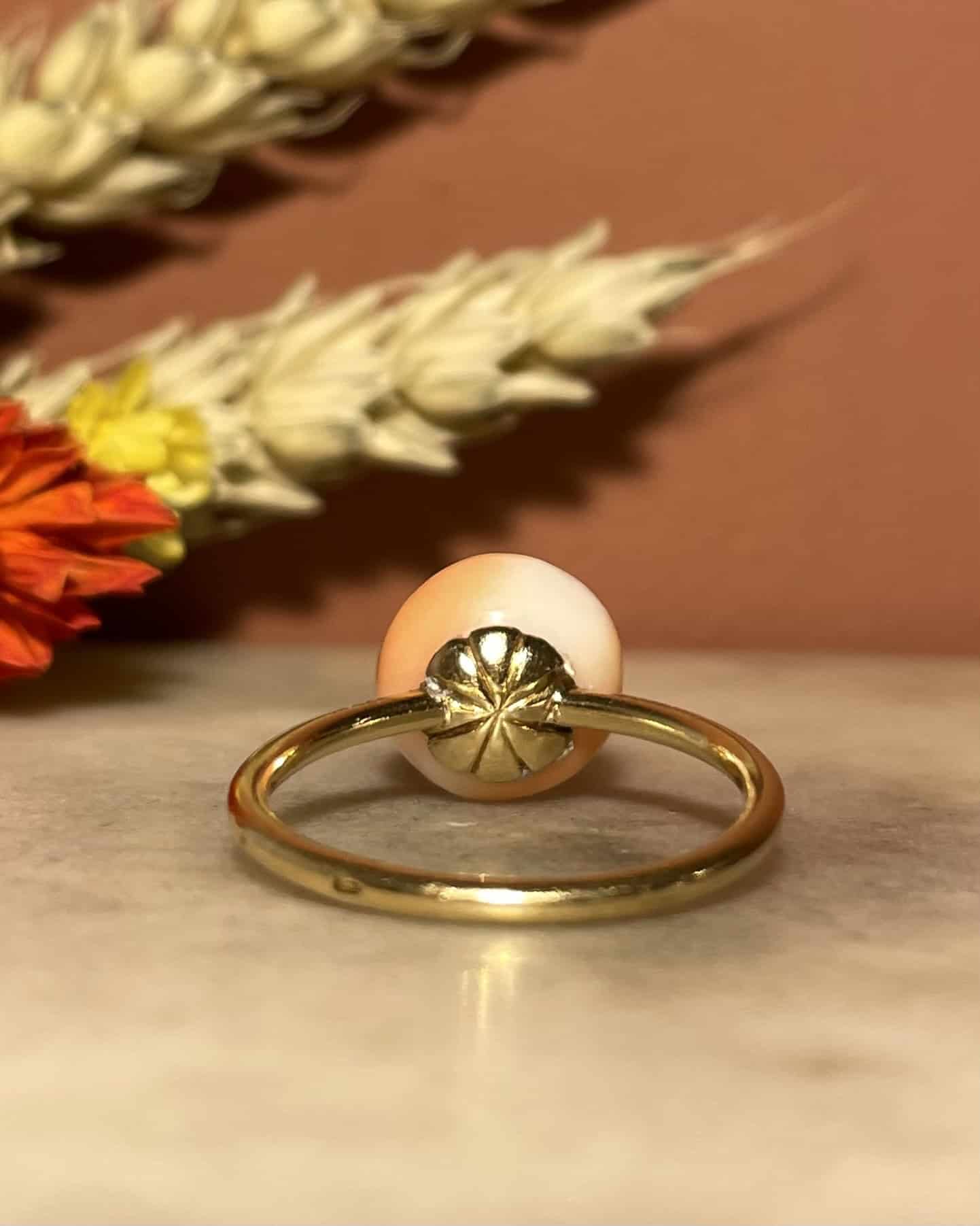Bague Solitaire Corail Peau d&