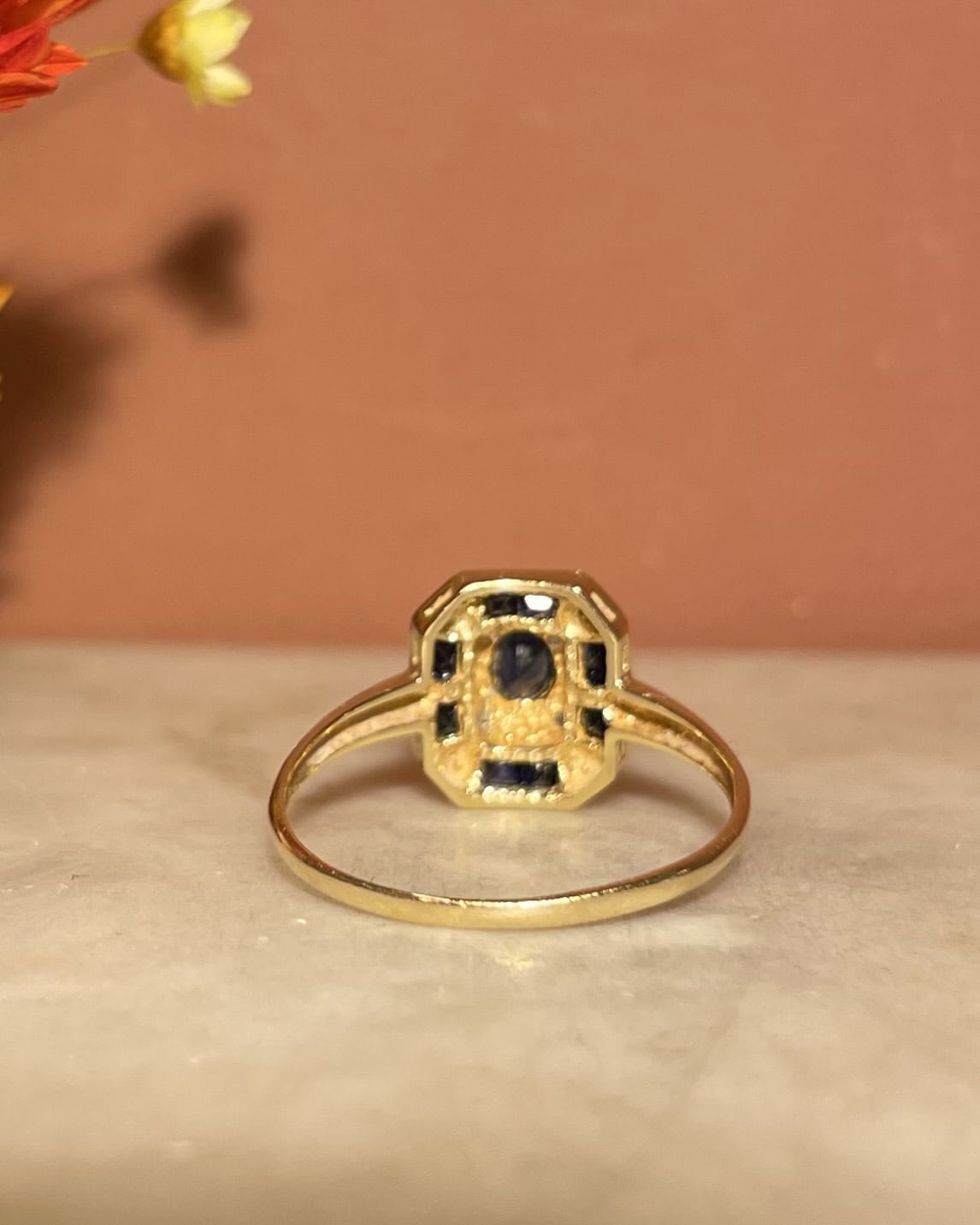 Art Deco Style Ring 11 Sapphires & Diamonds "Della"