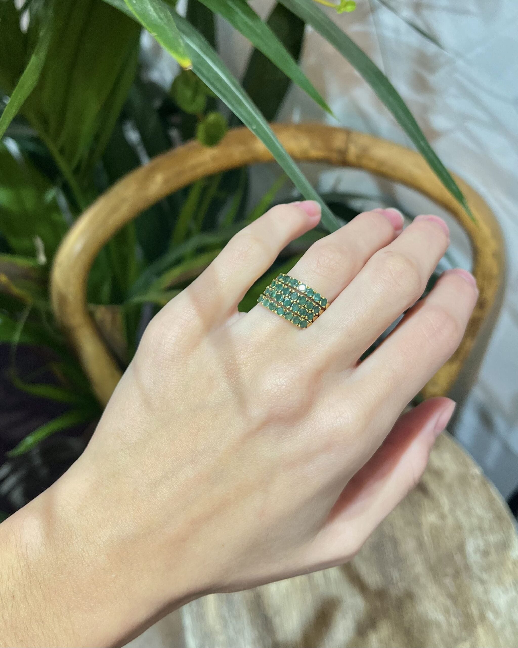 Bague Sultan 28 Émeraudes "Meryem"