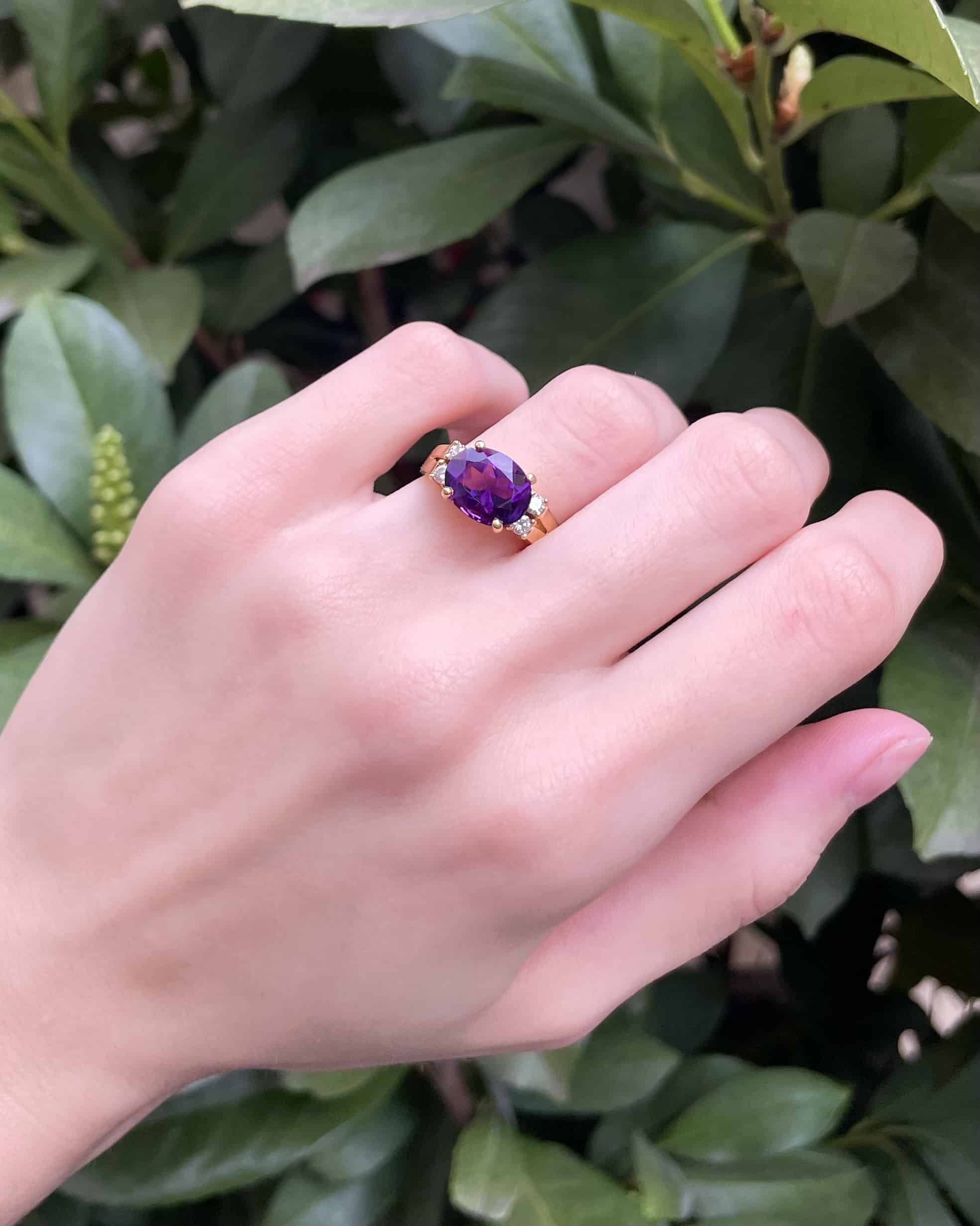 Bague Vintage Améthyste 4 Carats & Diamants "Shay"