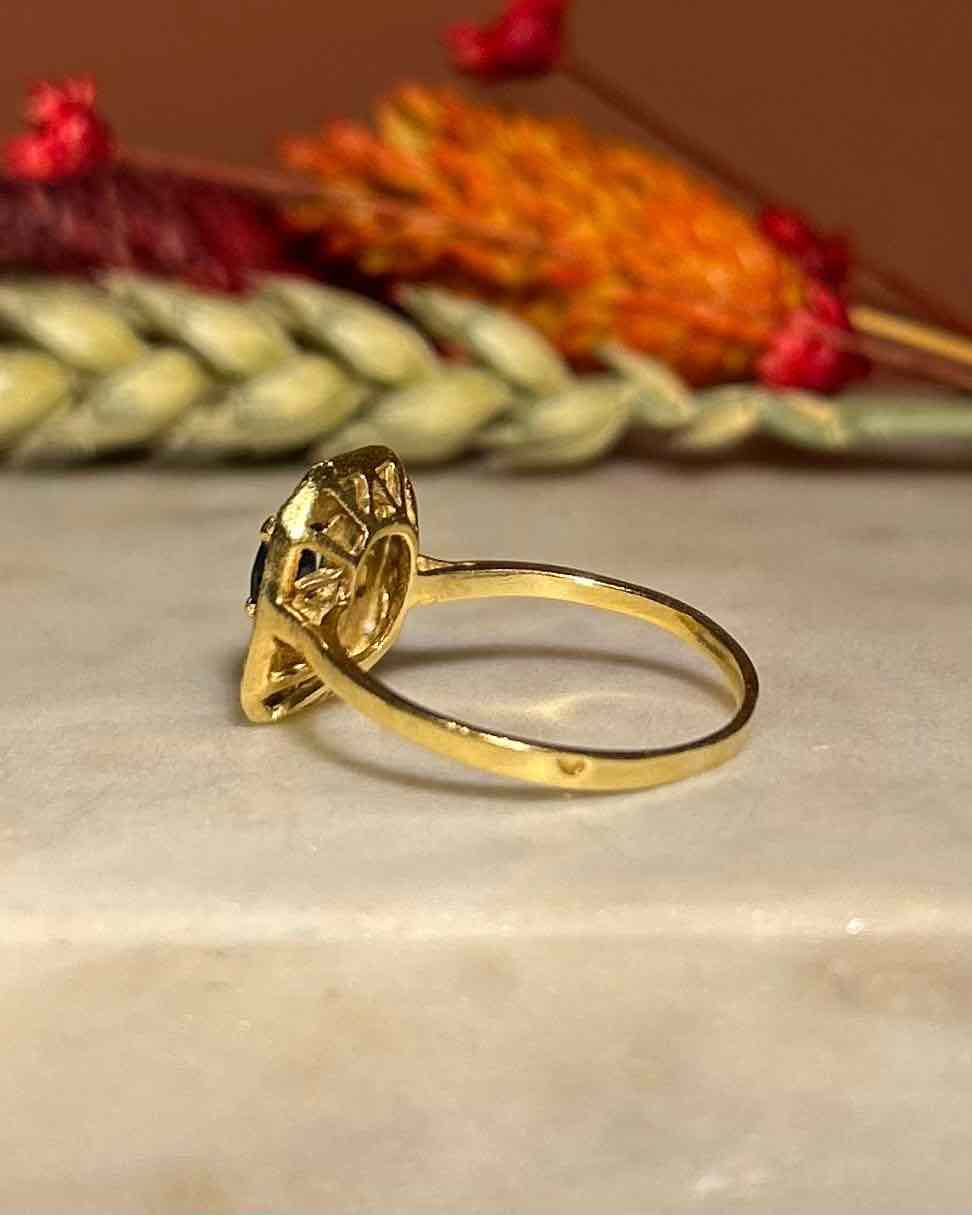 Bague Art-déco Diamants & Saphir "Veronika"