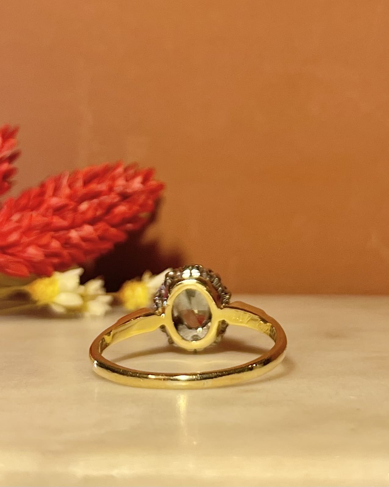 Bague Marguerite Aigue-Marine 1.05 Carat et 10 Diamants "Aubrey"