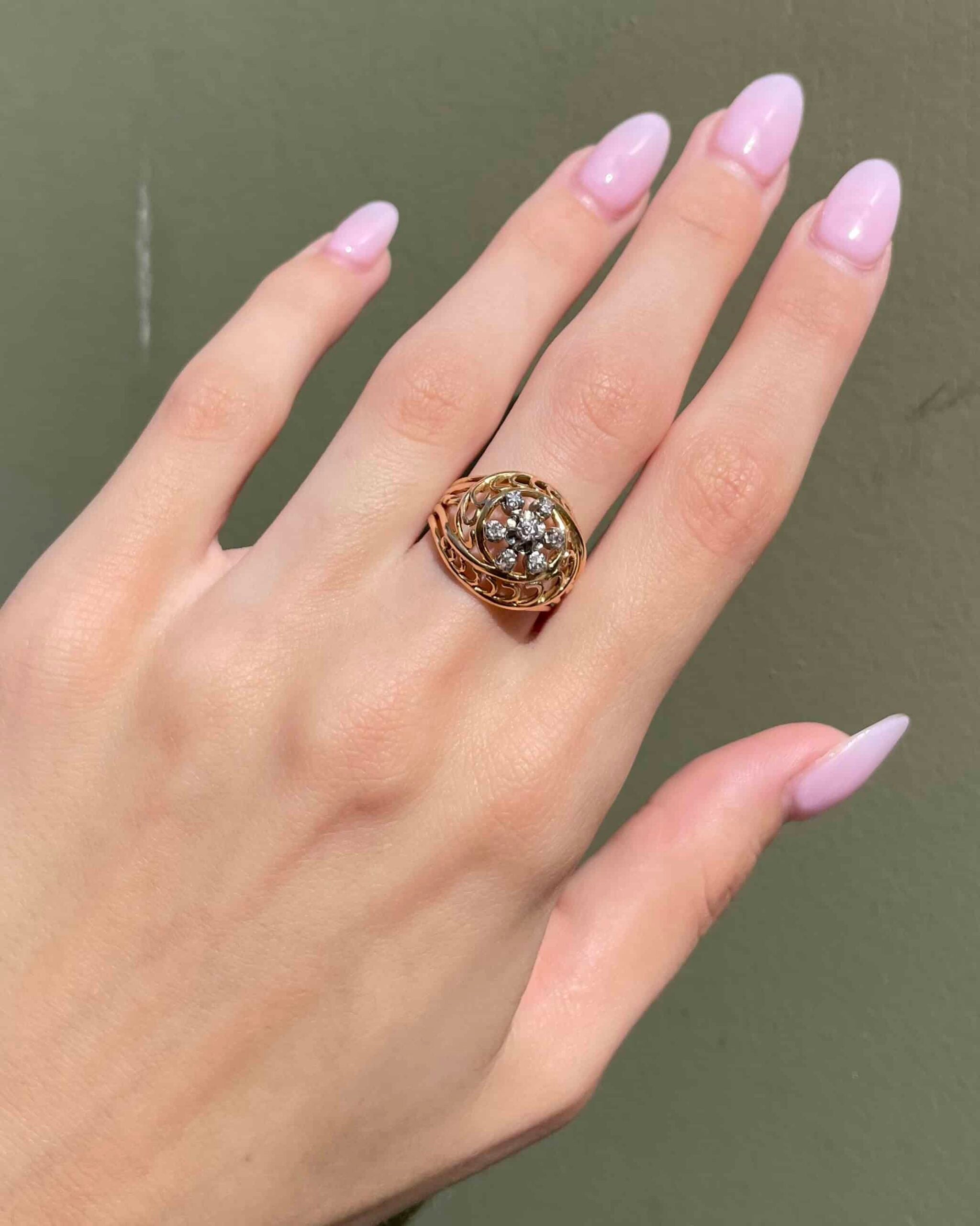 "Megan" Art Deco Diamond Dome Ring