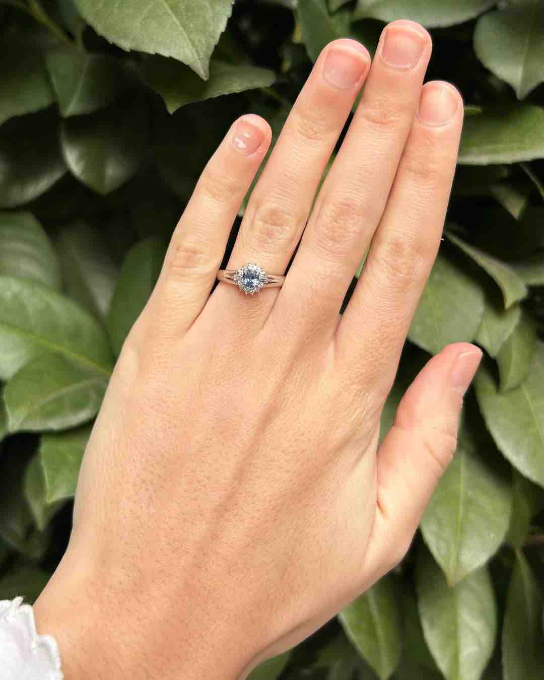 Vivid Blue Sapphire & Diamond "Stacy" Daisy Ring