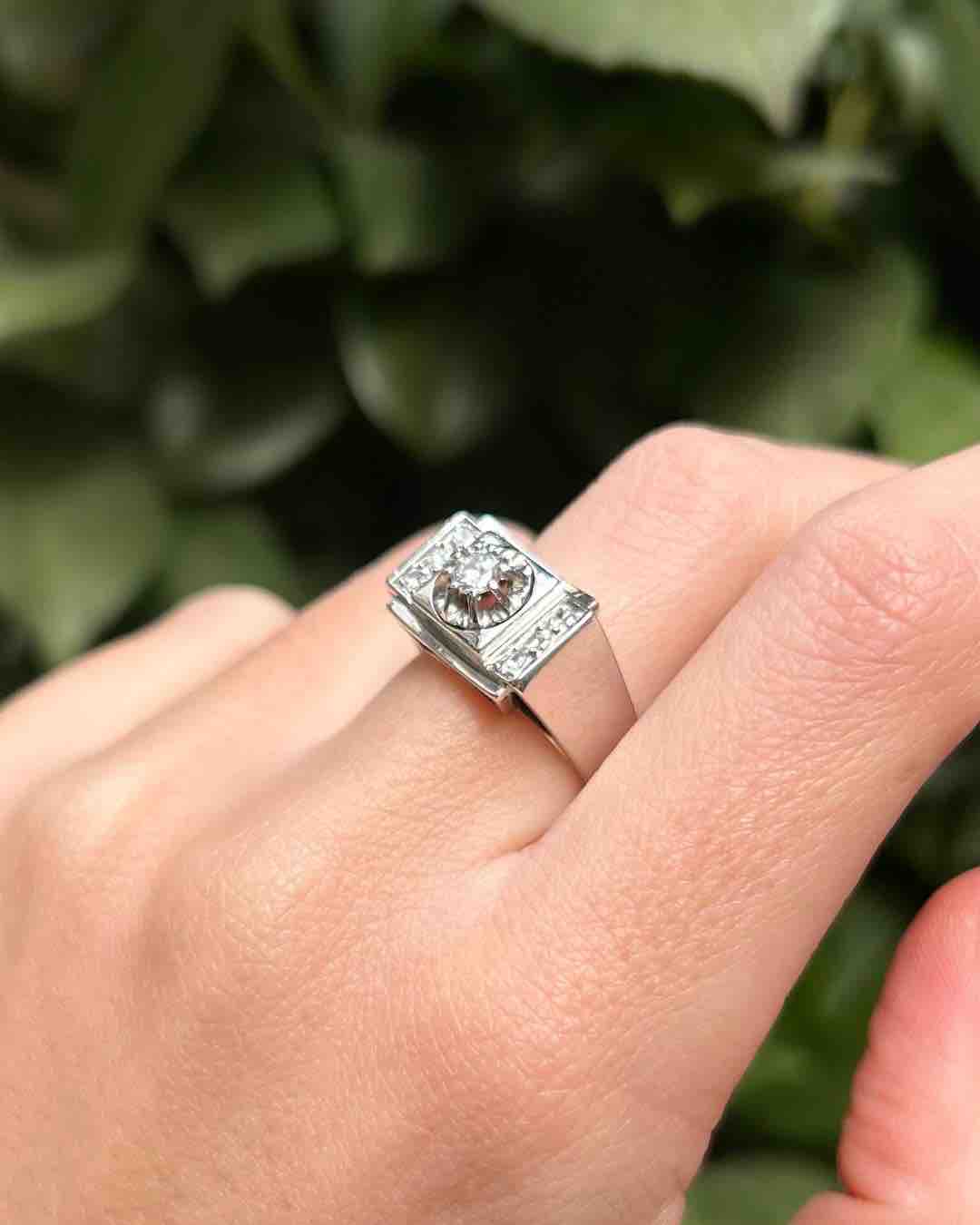 Anillo de tanque de diamantes vintage "Athénaïs"