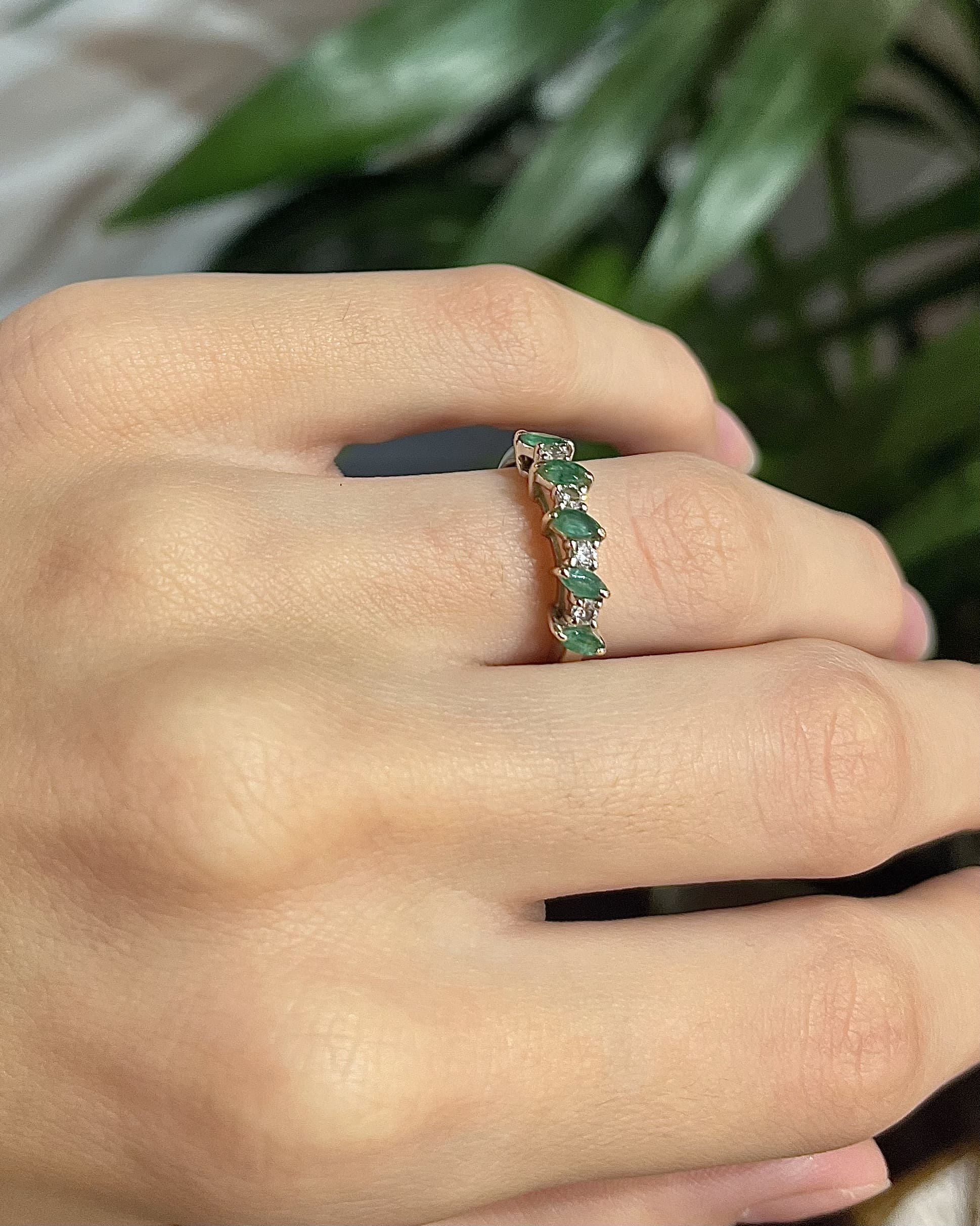"Candice" Emerald & Diamond River Ring