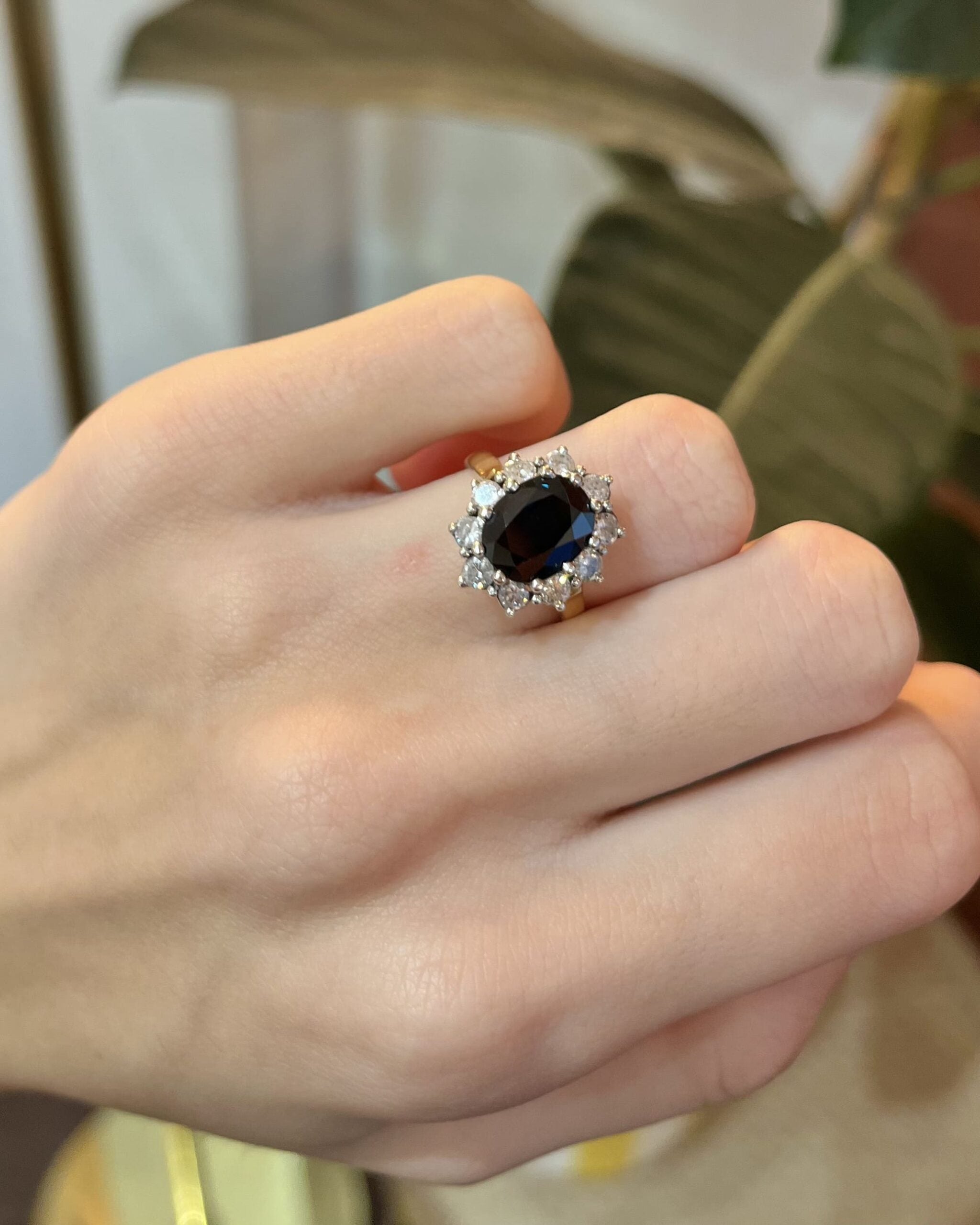 4.50 carat Sapphire & Diamond "Georgia" Daisy Ring