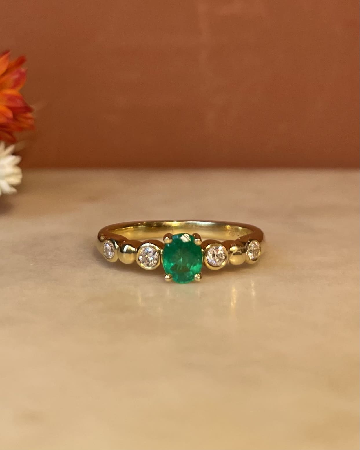 Bague Solitaire Emeraude & Diamants "Dua"