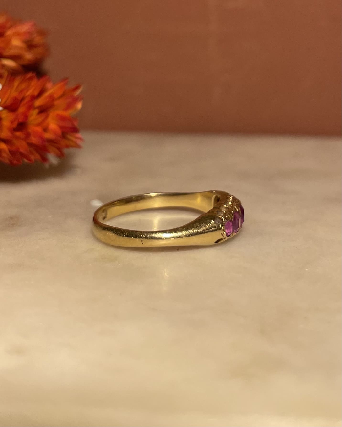 Bague Rivière Jonc Rubis Rose "Aria"