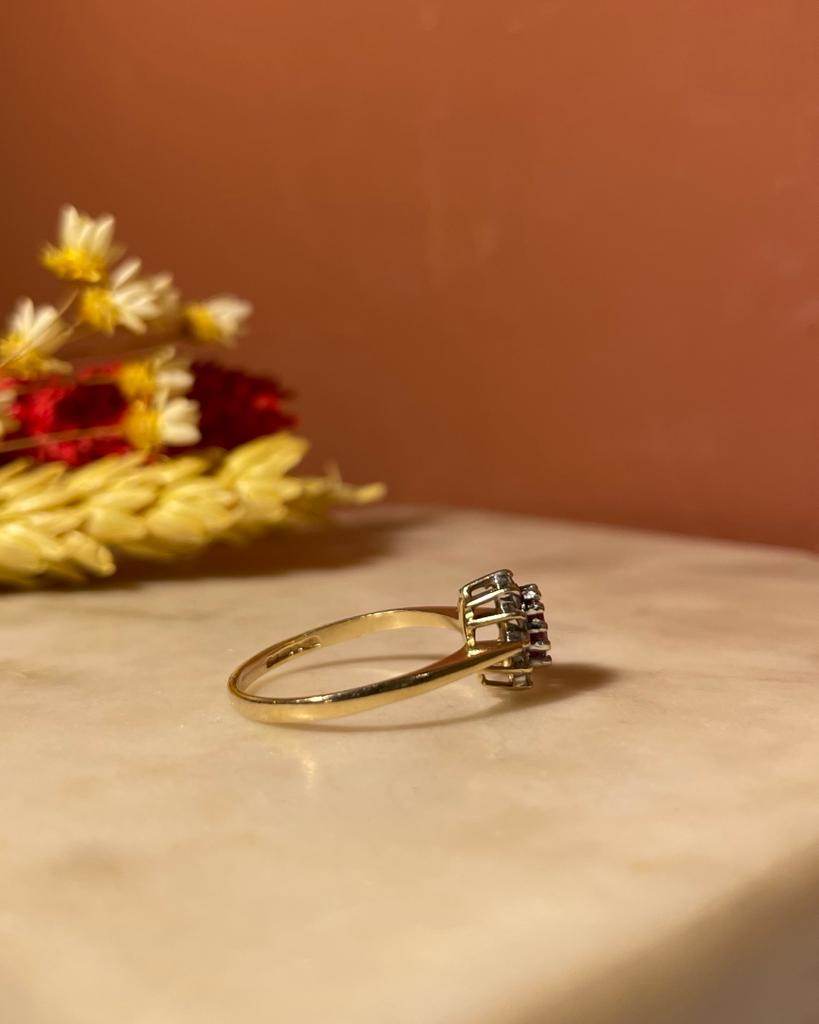 "Melinda" Ruby & Diamond Daisy Ring