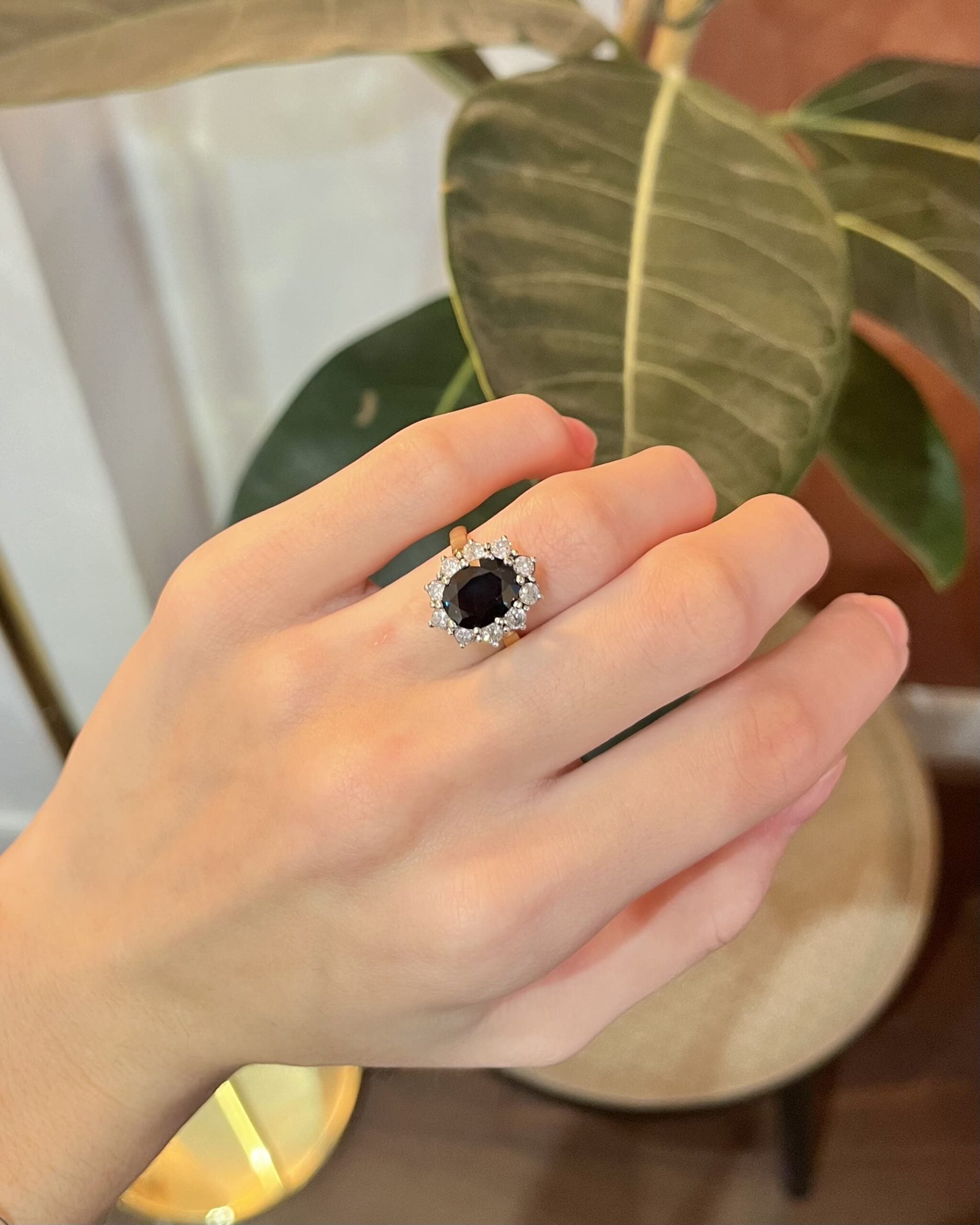 4.50 carat Sapphire & Diamond "Georgia" Daisy Ring