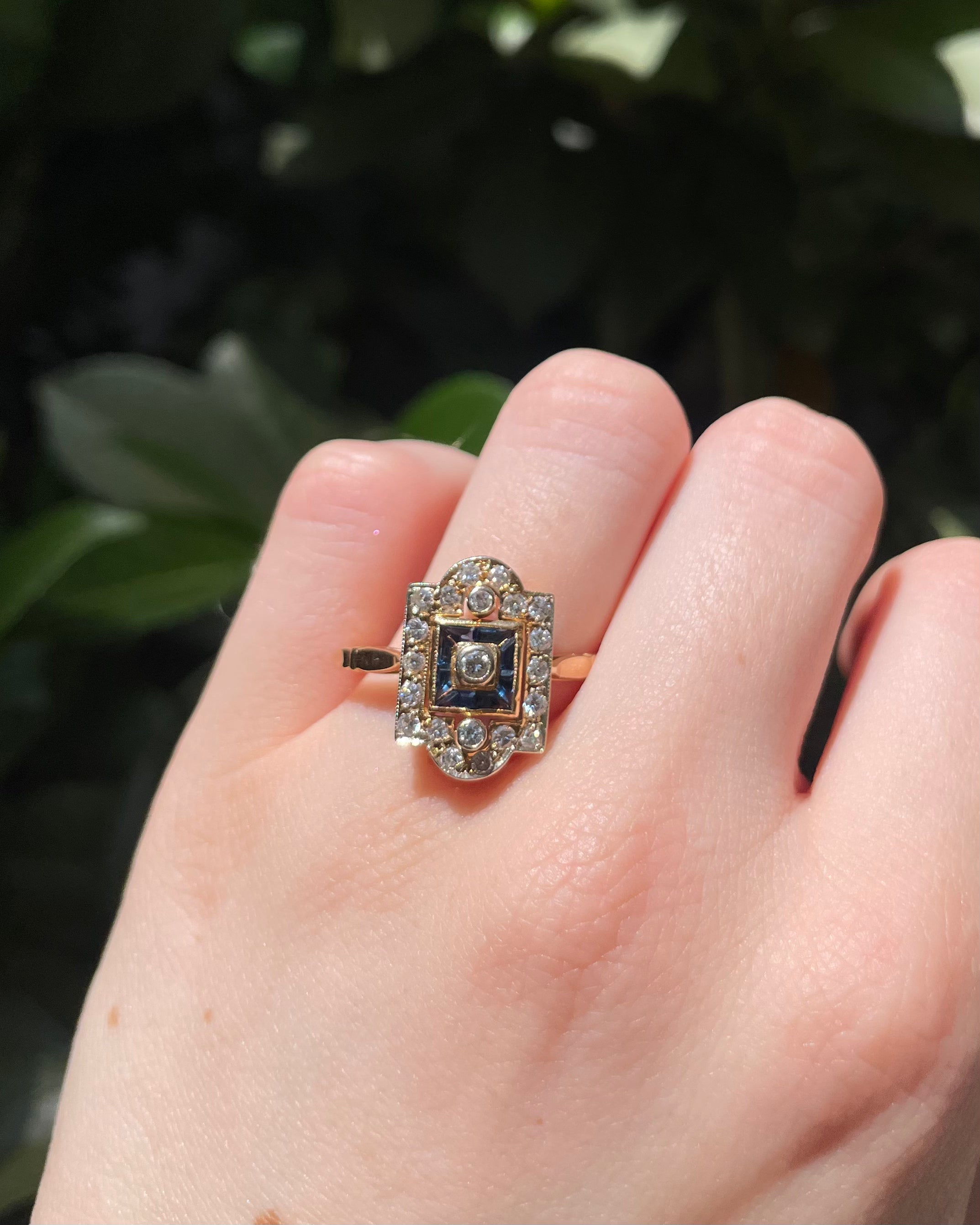 Bague Art-Déco Saphirs 0.16 carat & Diamants "Ondine"