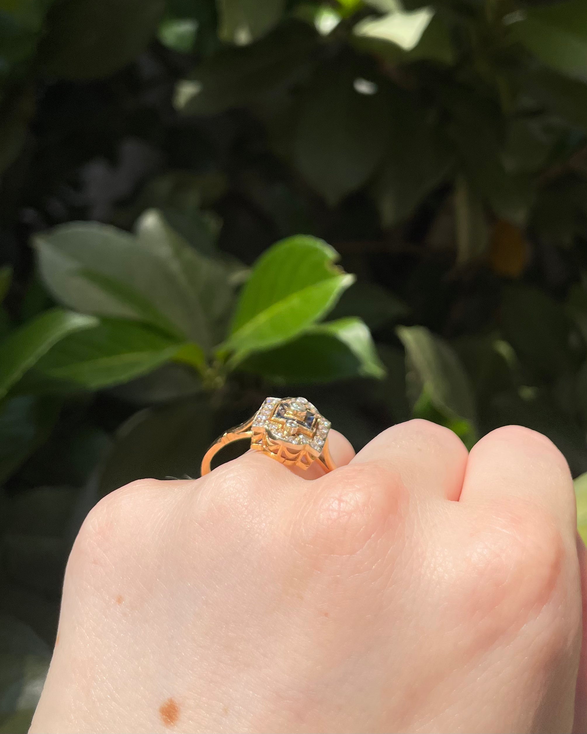 Bague Art-Déco Saphirs 0.16 carat & Diamants "Ondine"