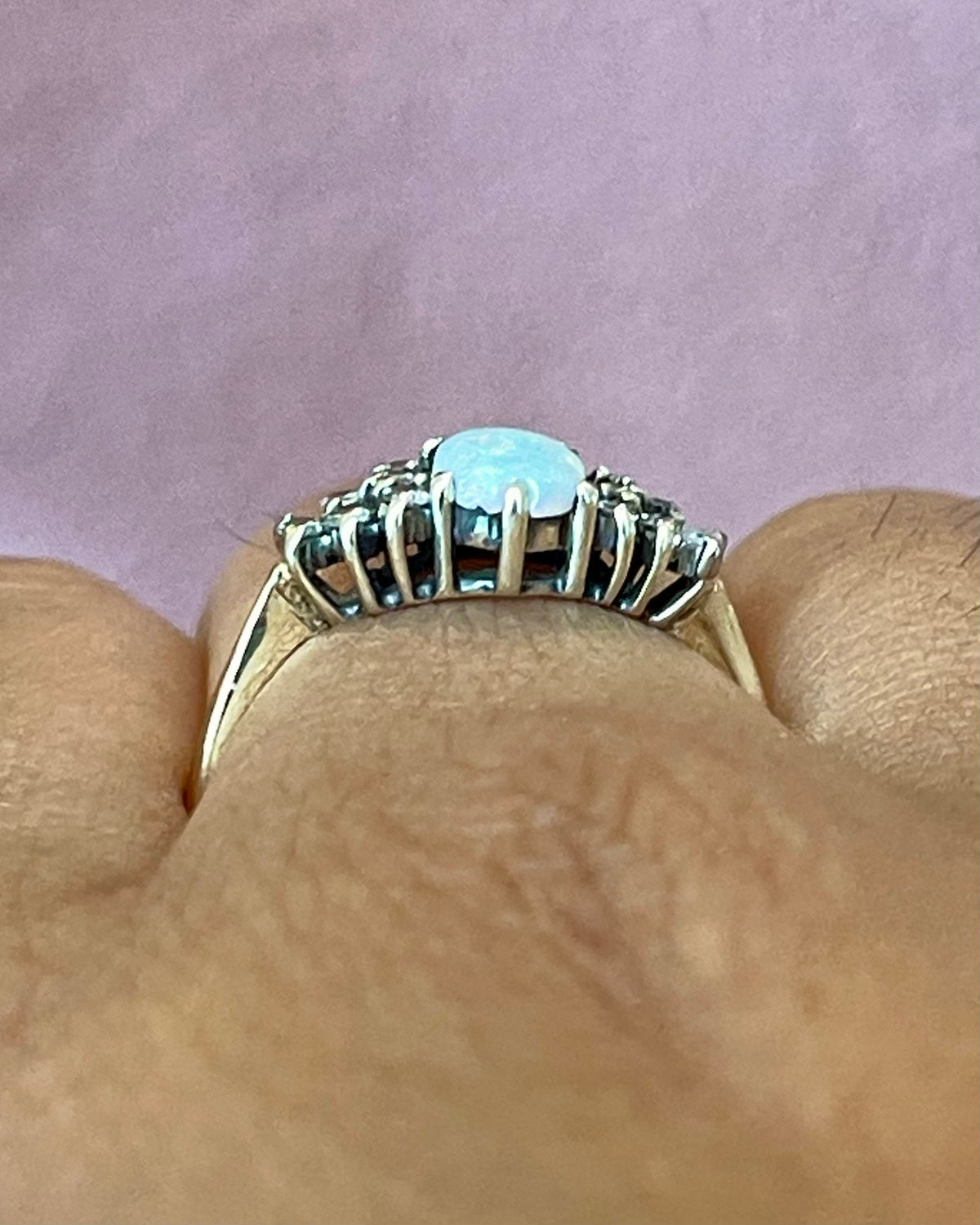 Anillo trilogía de ópalo y diamantes «Léonie»
