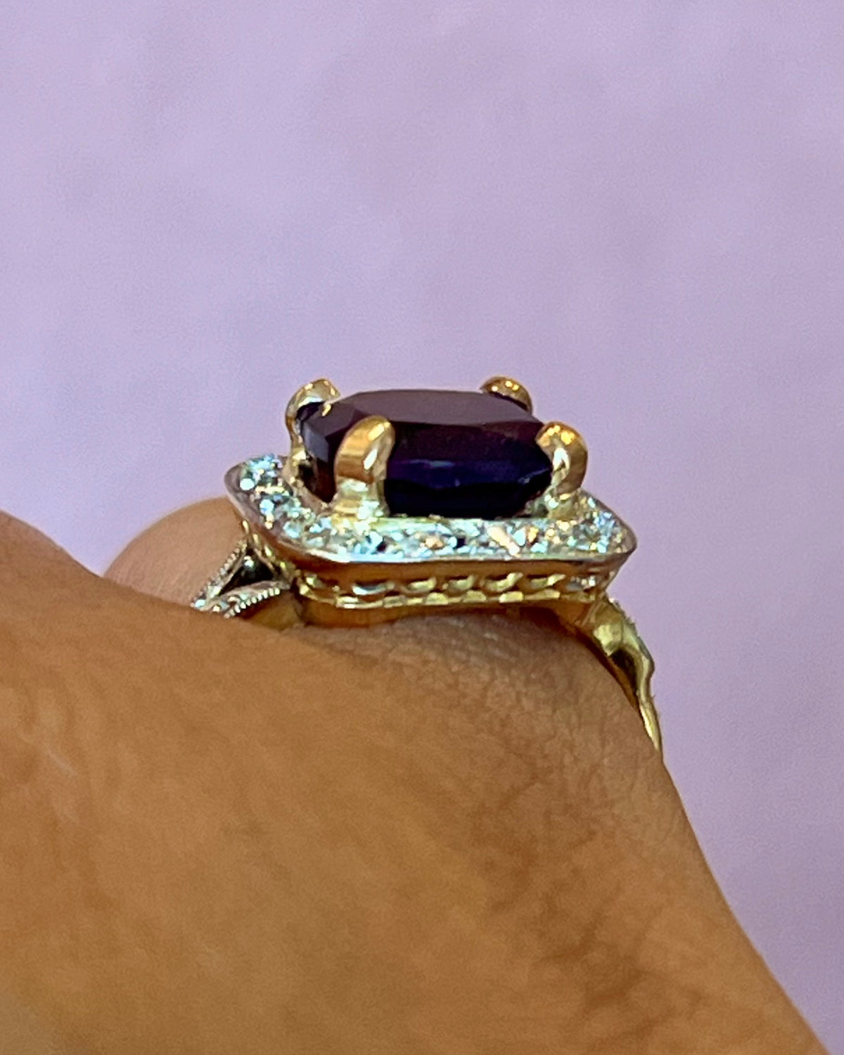 Bague Art-Déco Améthyste 2.50 carats & Diamants "Elia"