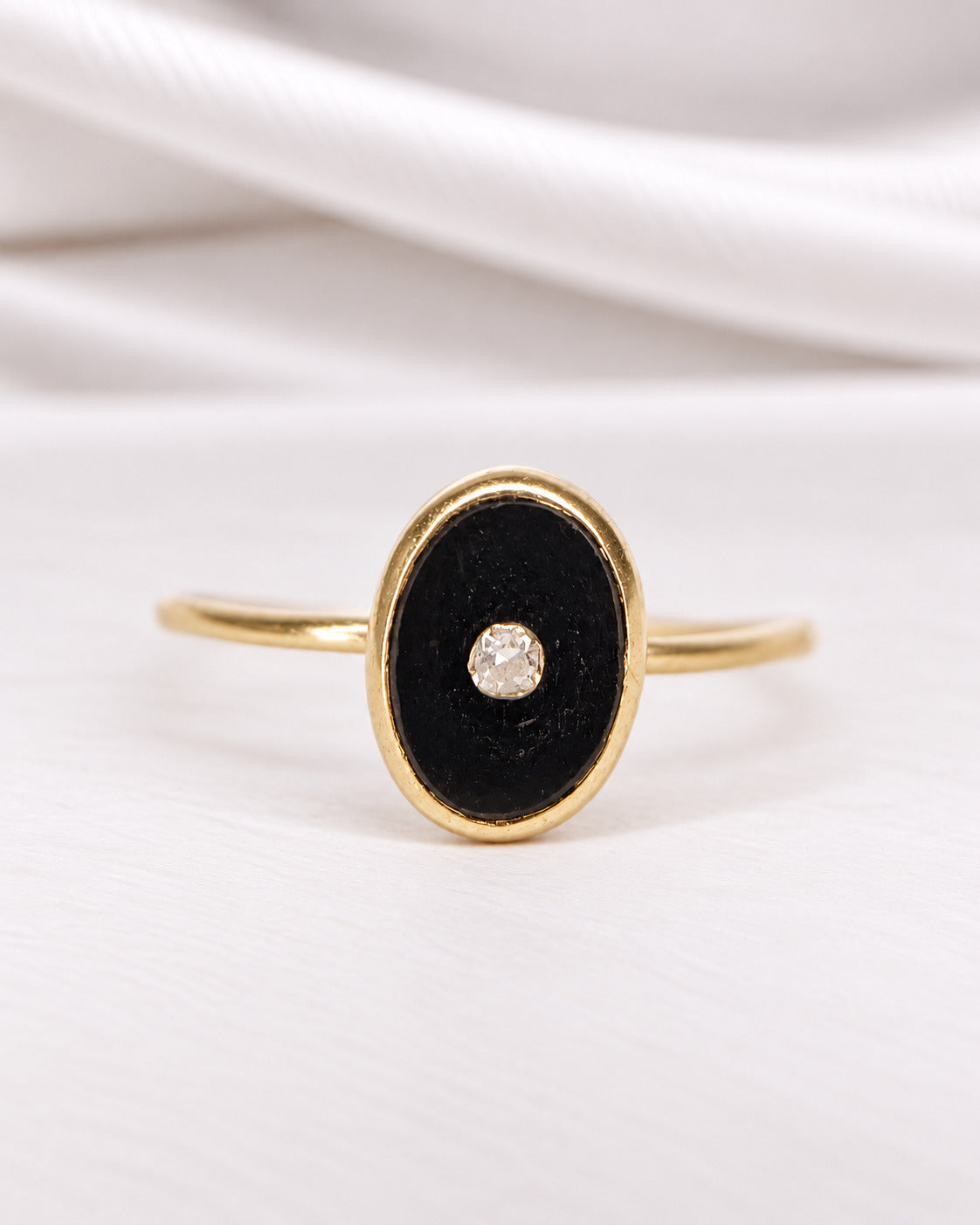 Anillo solitario de ónix y diamante «Joline»
