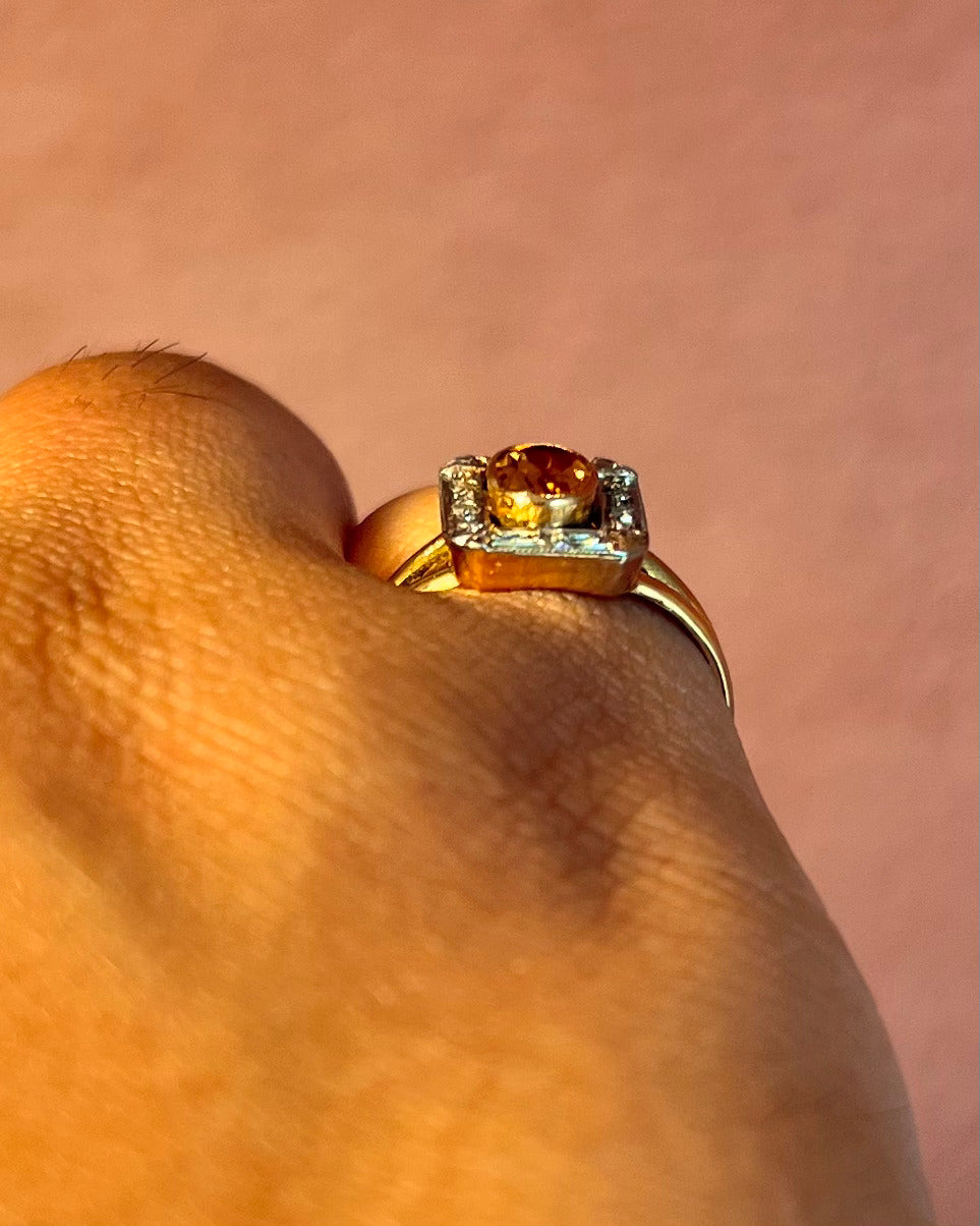 Anillo Art Déco de citrino y diamantes «Natasha»