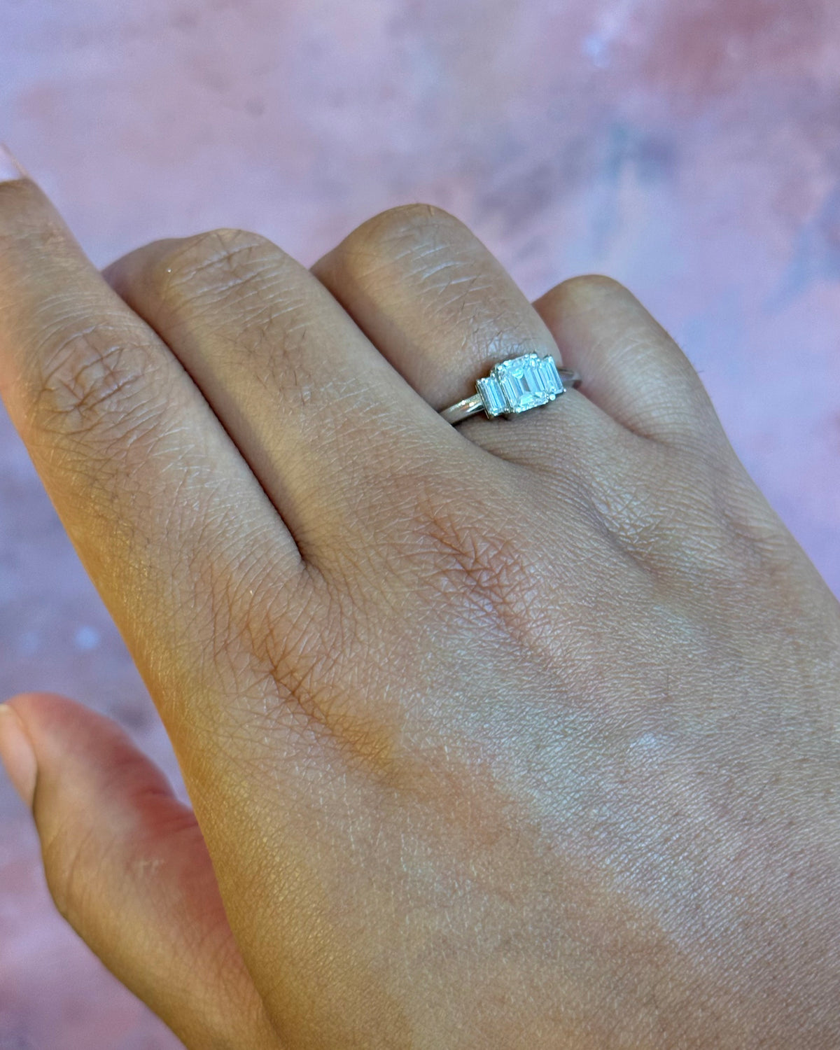 Bague Trilogie Diamants Taille Émeraude 1.08 carat "Anouck"