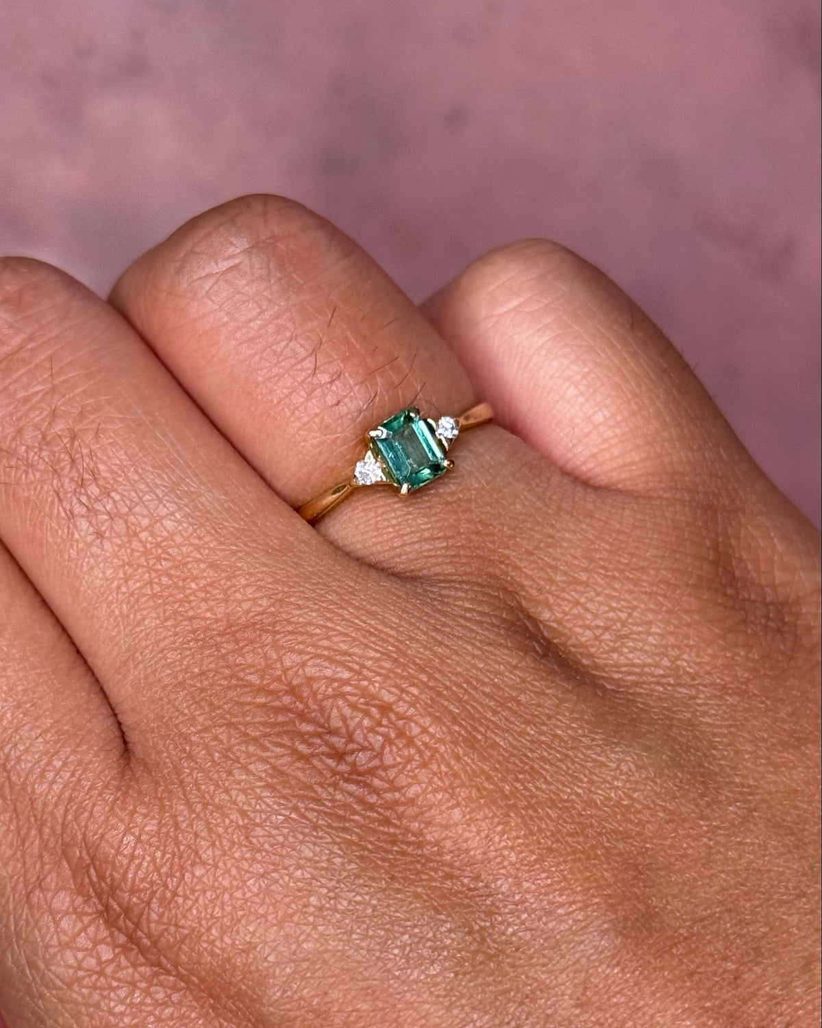 Indigolite Tourmaline and Diamond Trilogy Ring "Ninon"