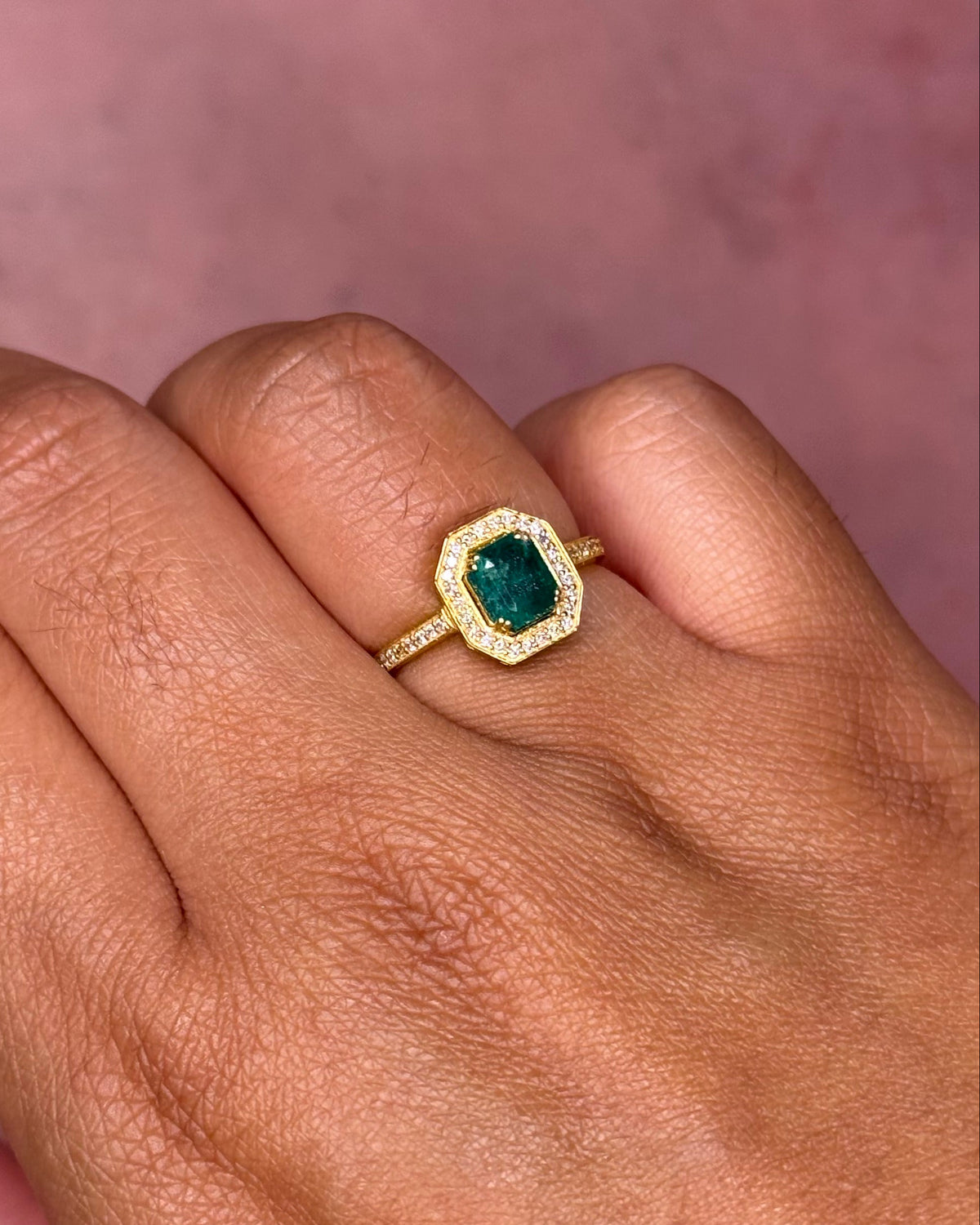 Art Deco-Style Emerald & Diamond Ring "Rémi"