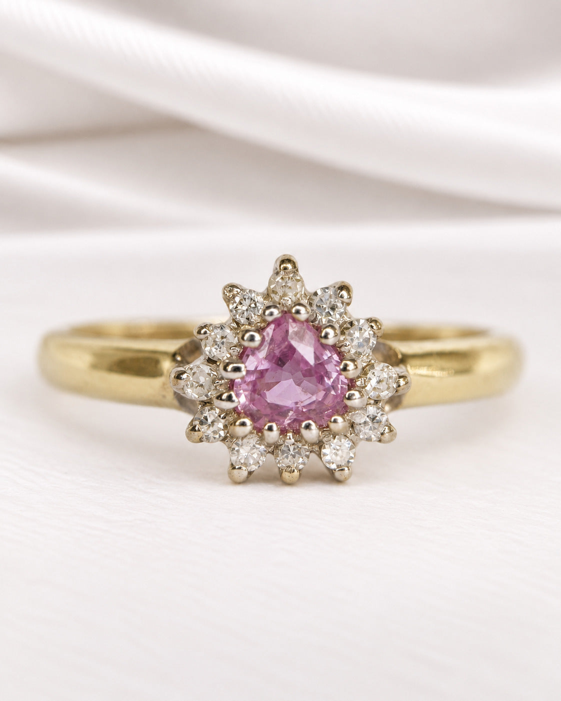 Bague Marguerite Cœur Saphir Rose & Diamants "Chloé"