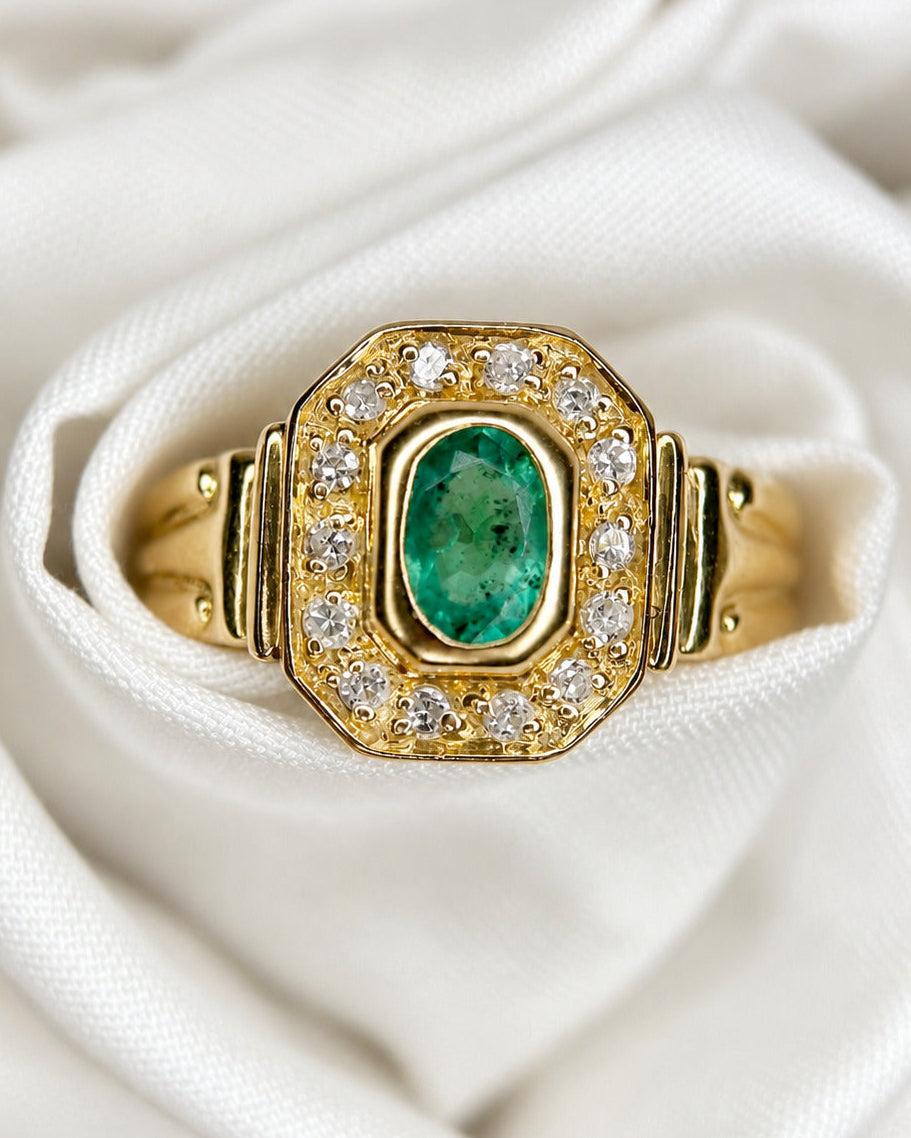 Bague Art-Déco Émeraude & Diamants "Eden"