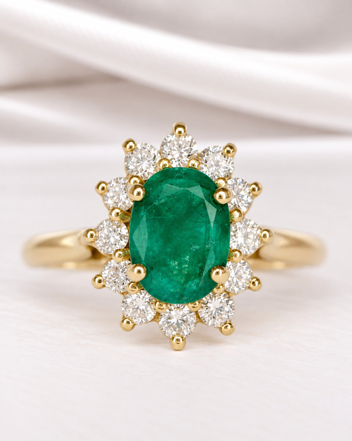 Bague Marguerite Émeraude 0.87 carat & Diamants 0.36 carat "Justine"
