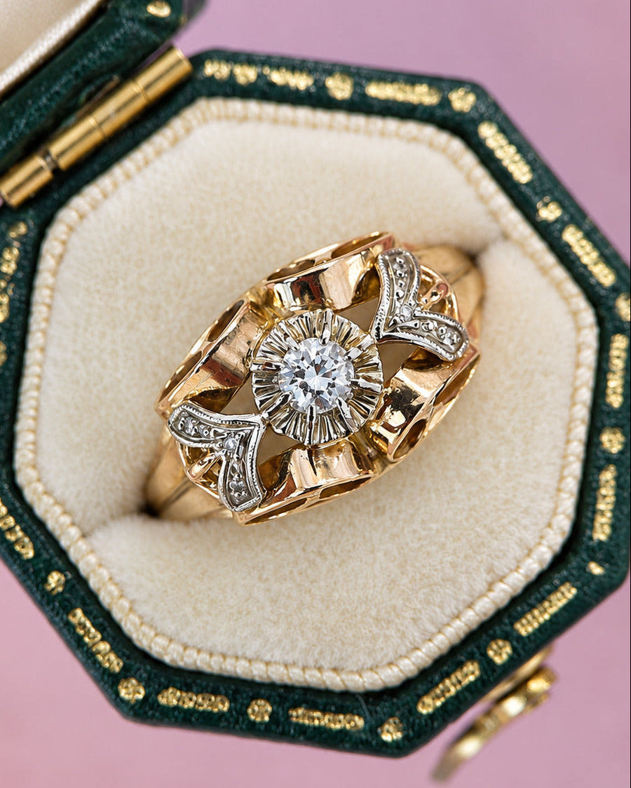 Anillo art déco de diamantes «Paulette»