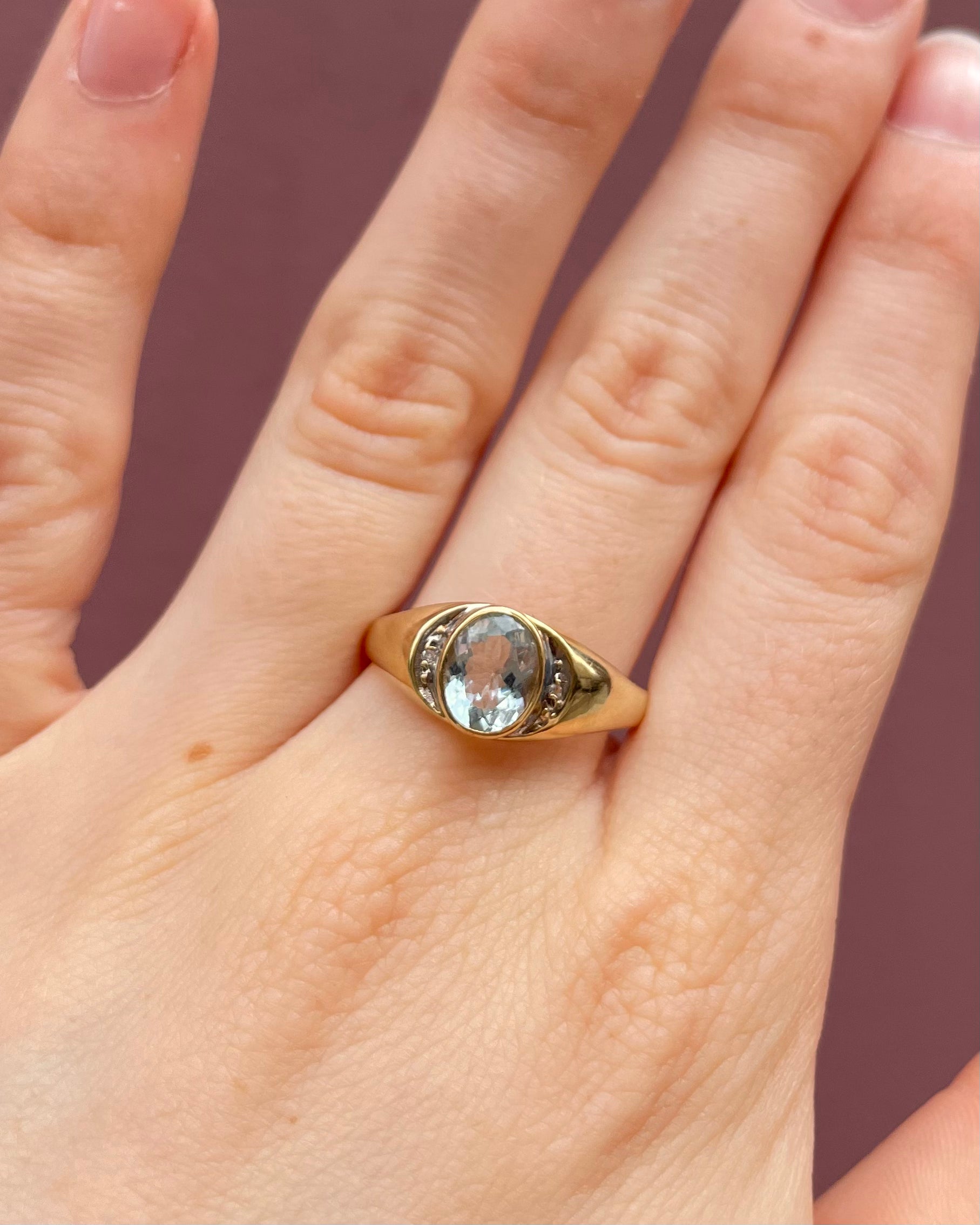Anillo Banda Aguamarina y Diamantes "Hélorya"