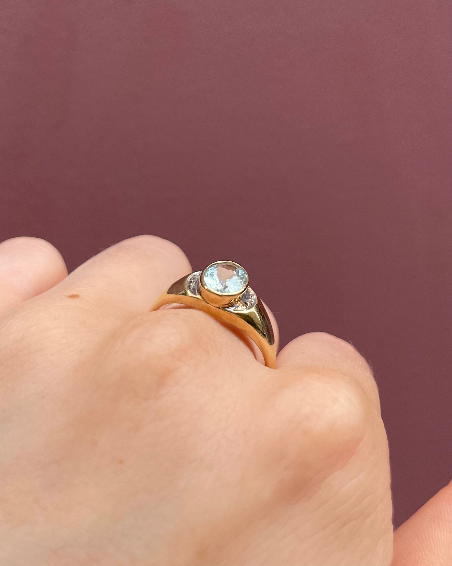 Bague Jonc Aigue-Marine & Diamants "Hélorya"