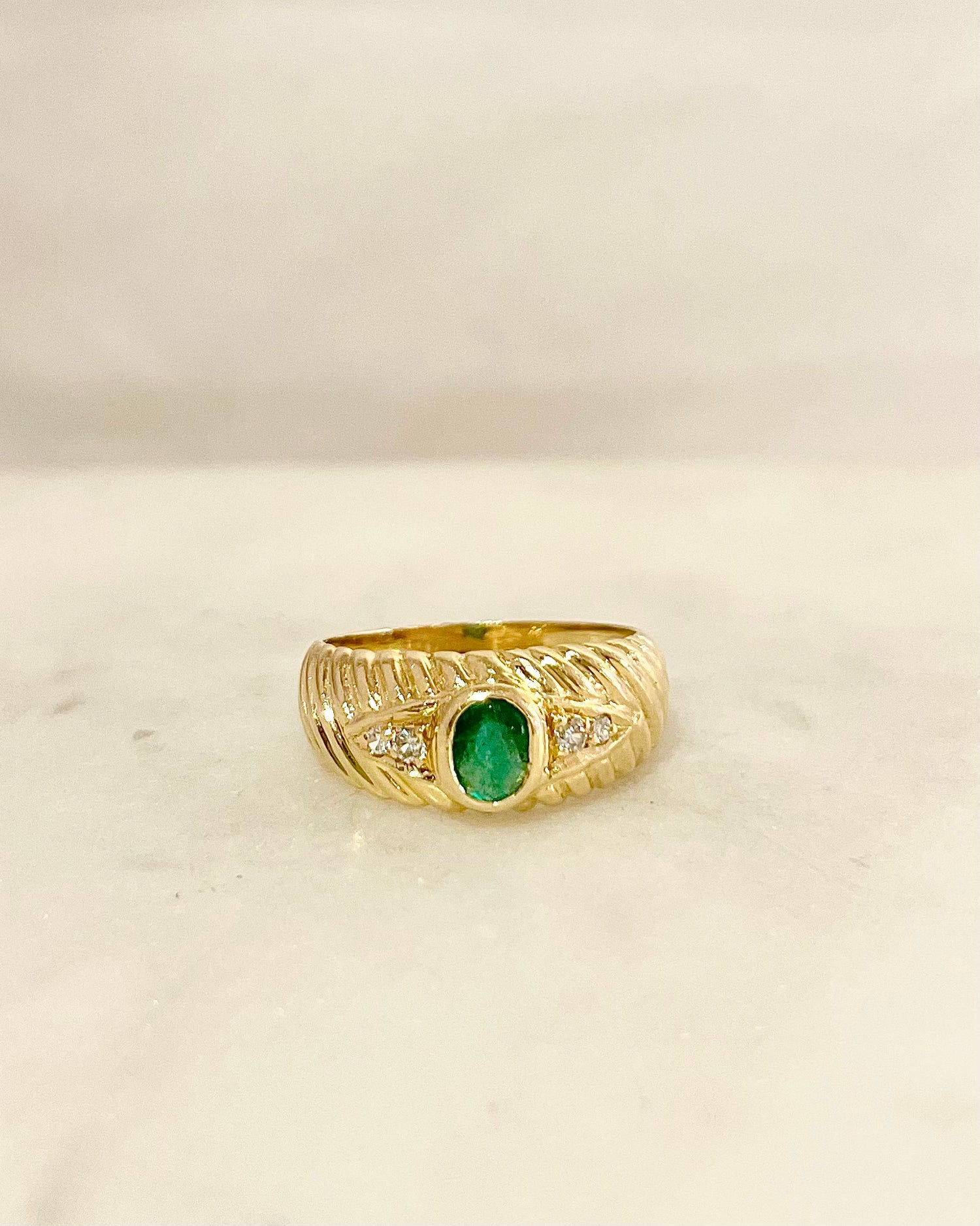 Bague Jonc Emeraude 0.35 carat & Diamants “Timaé”
