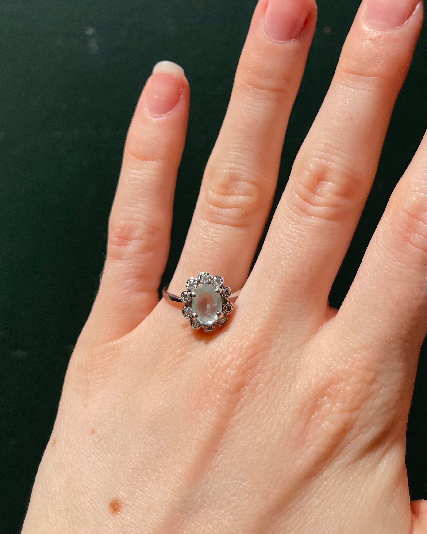 Bague Marguerite Aigue-marine 1 carat & Diamants "Callista"
