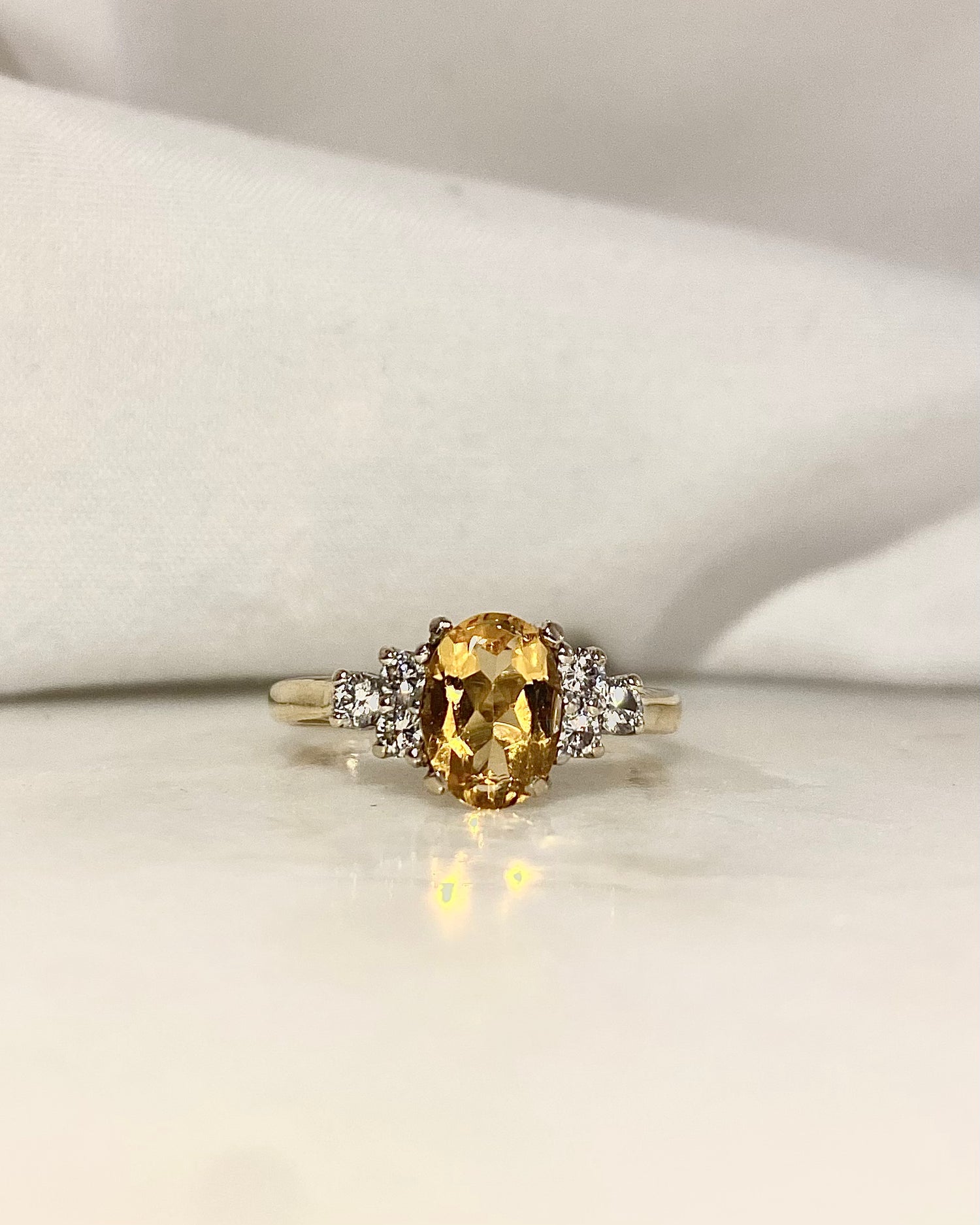 Bague Trilogie Citrine 1 carat & Diamants "Isaure"