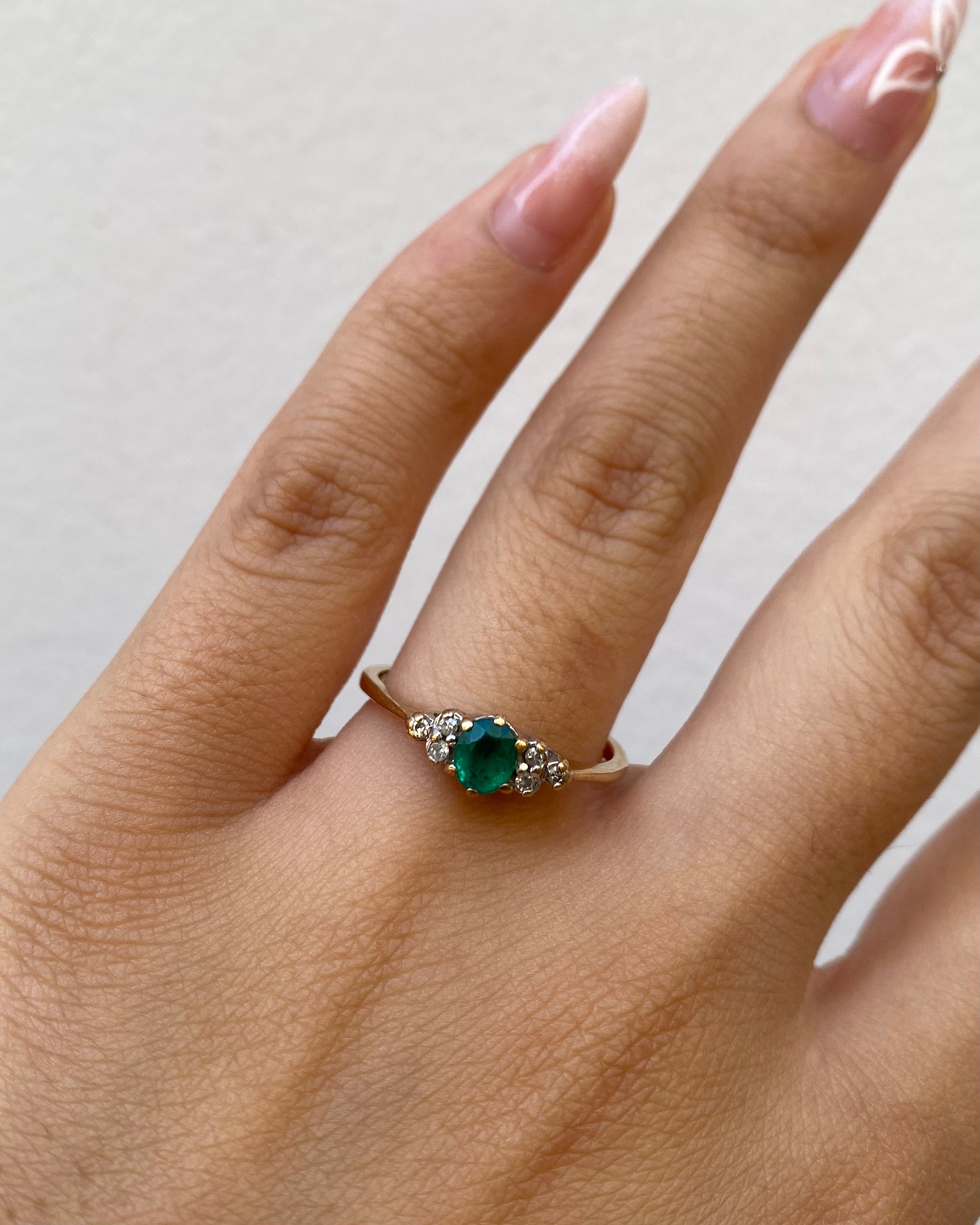 Bague Marguerite Émeraude & Diamants "Elsa"