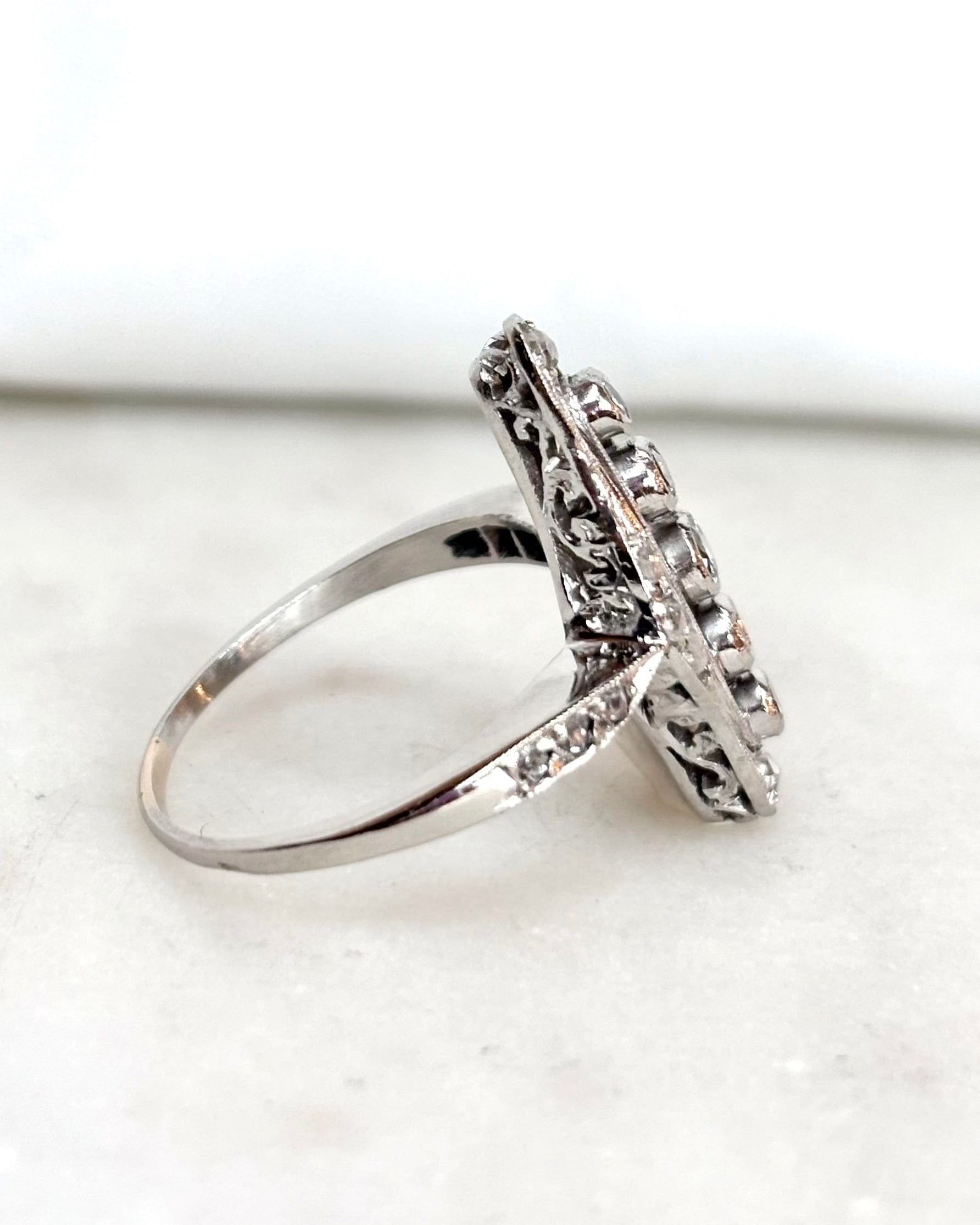 Marquise Art Deco Ring 19 Diamonds "Josianne"