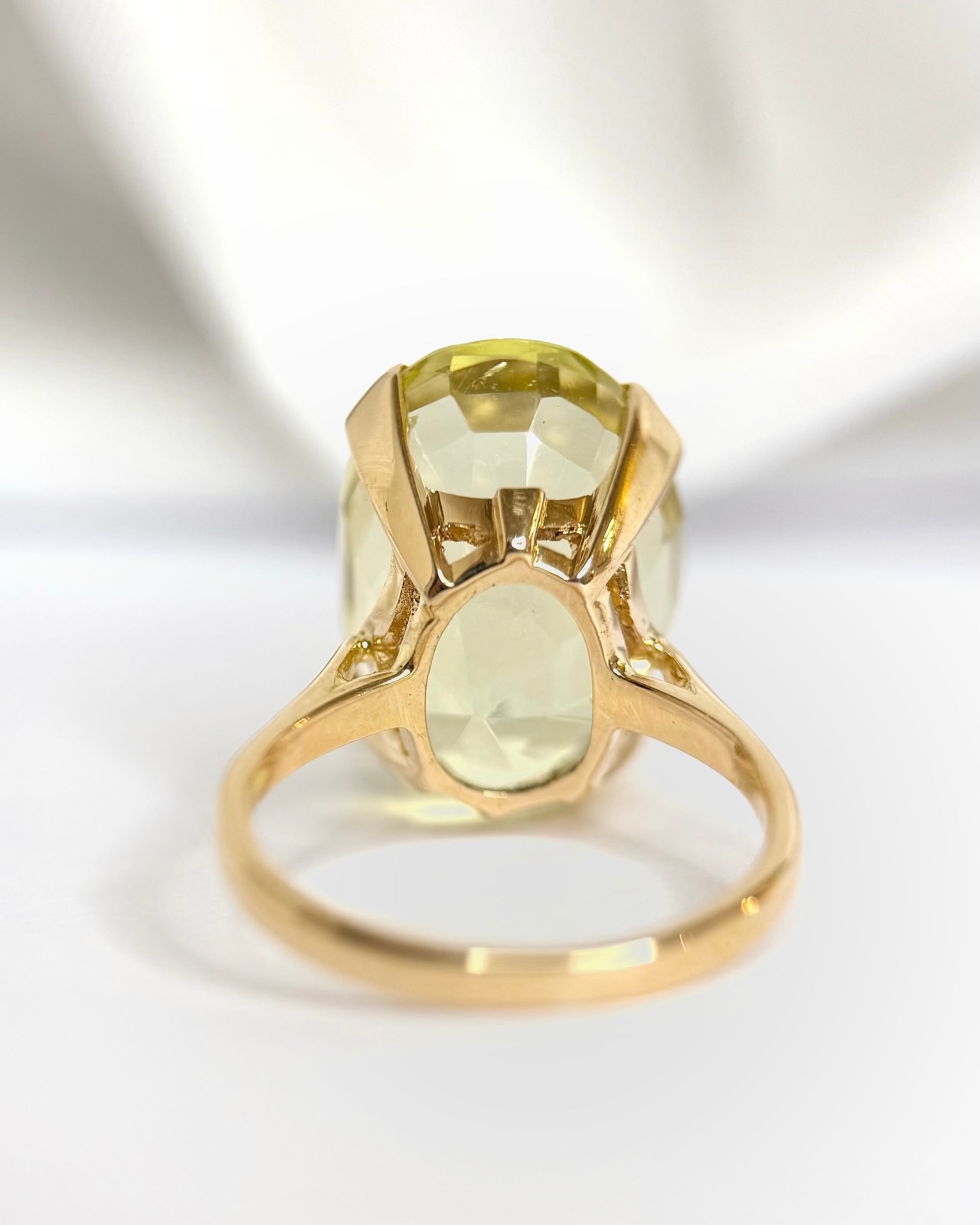 Anillo de cóctel de cuarzo limón de 12.24 quilates, 5,81 g, «Sandy»