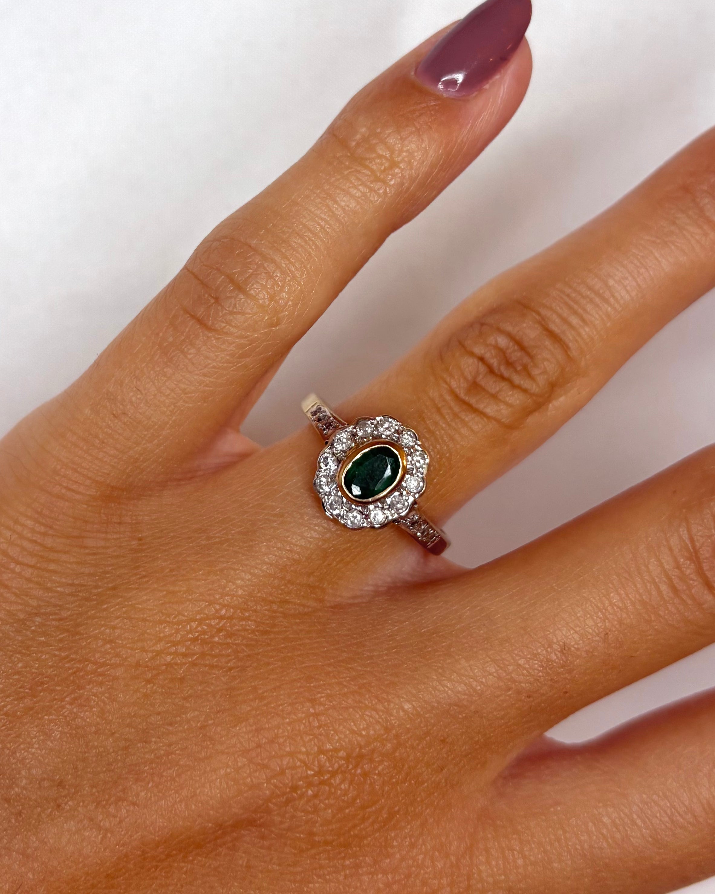 Bague Marguerite Émeraude & Diamants "Denise"