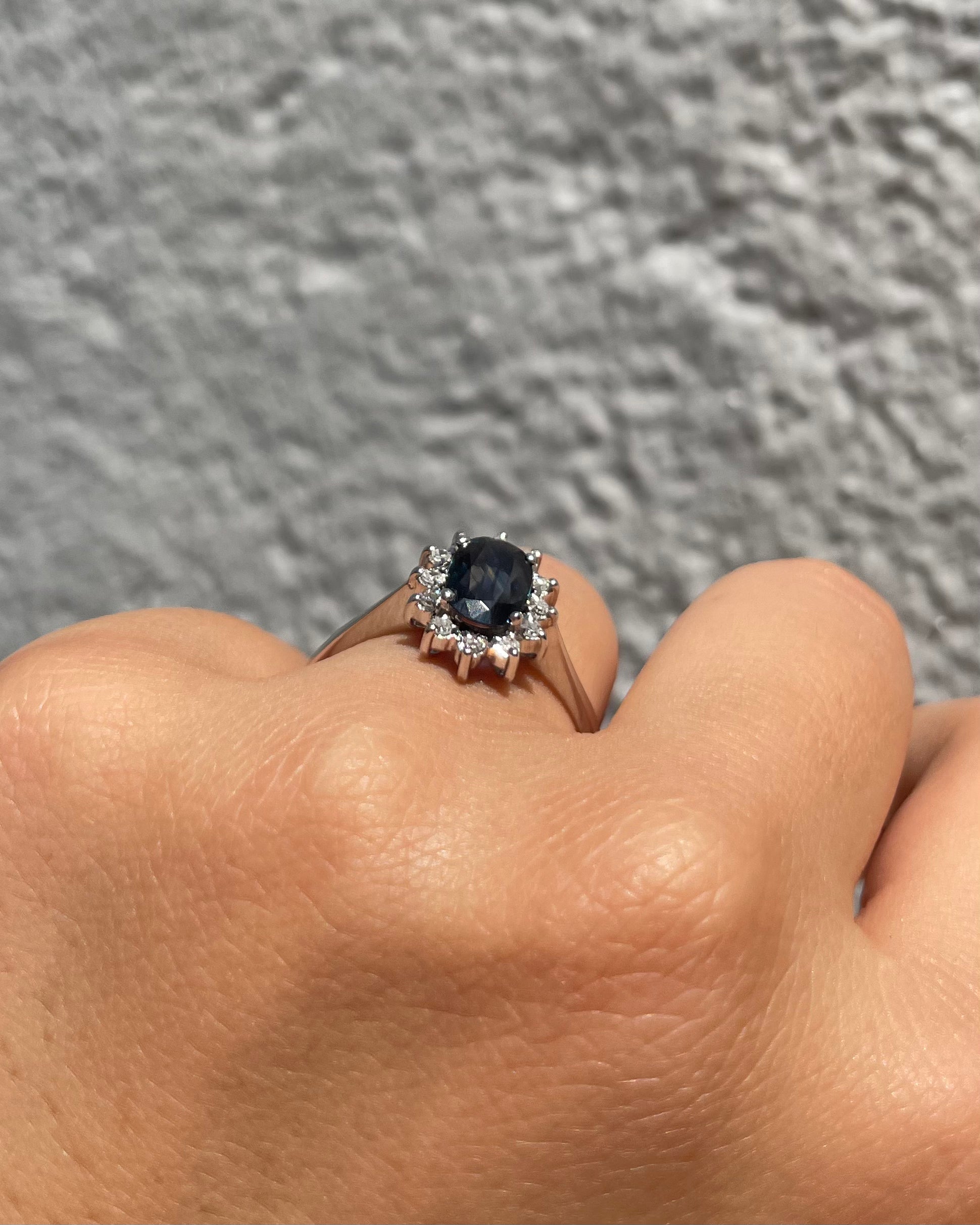 Bague Marguerite Saphir 0.80 carat & Diamants "Estrella"