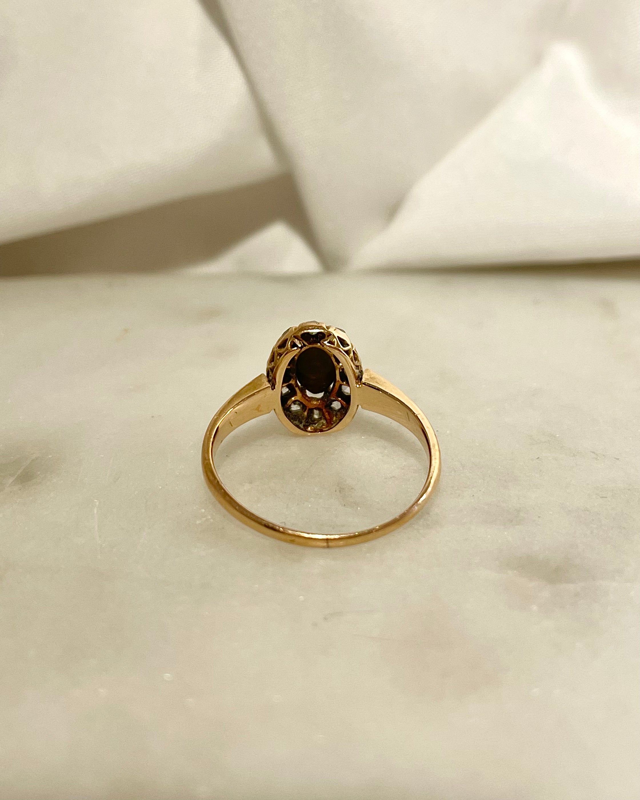 Bague Marguerite Oeil de Tigre 0.60 carat & Diamants "Carmen"