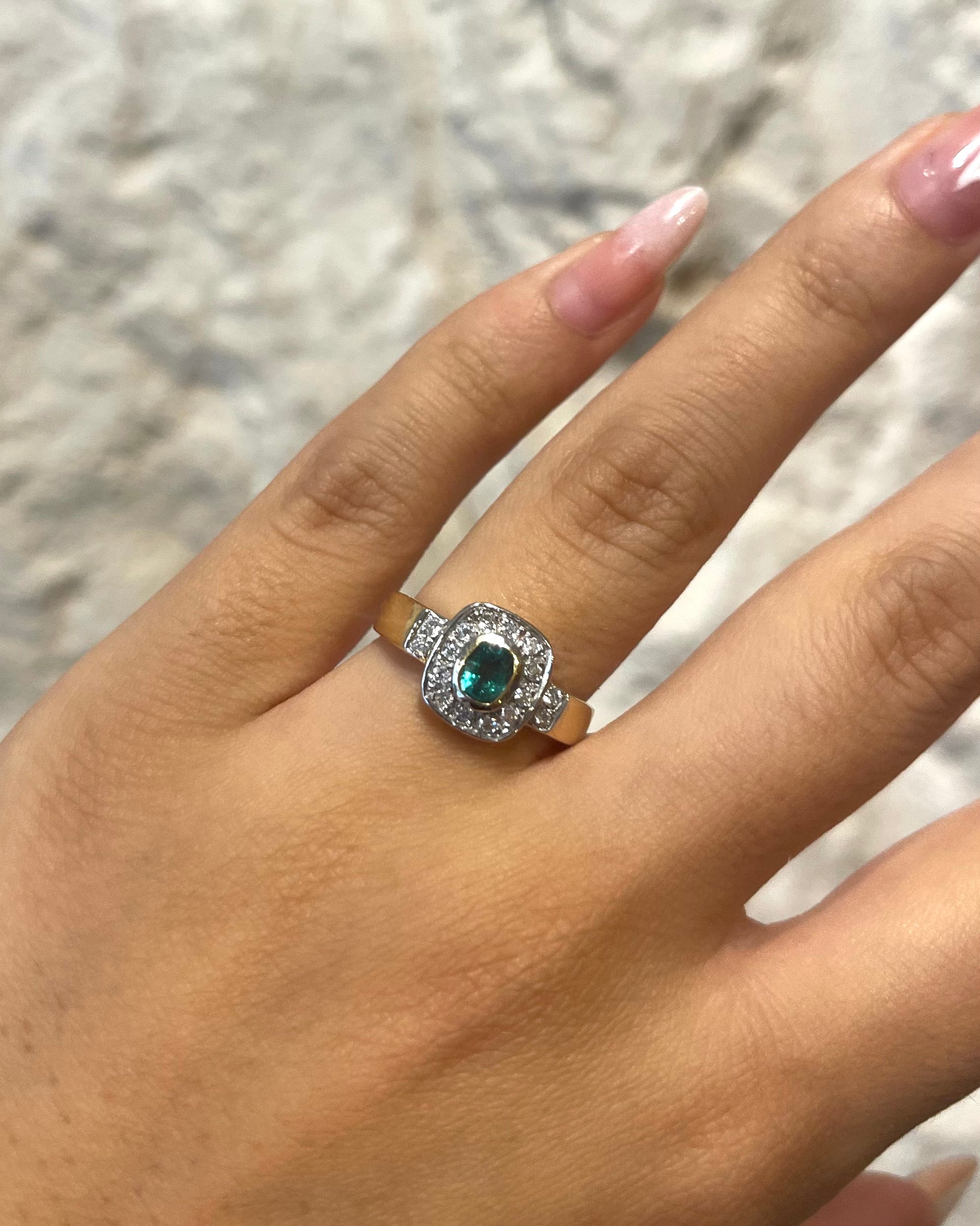 Bague Style Art Deco Émeraude & Diamants "Judy"