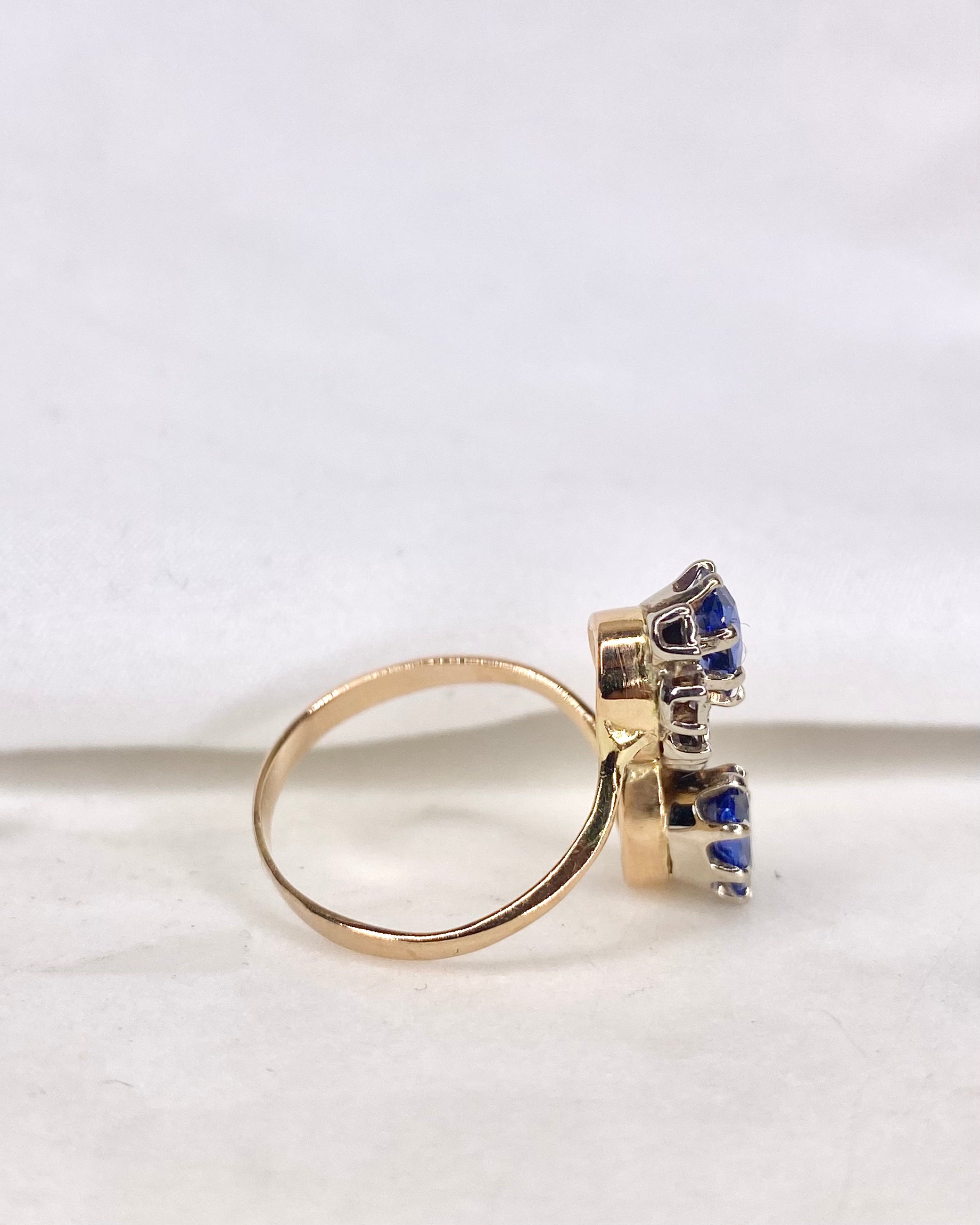 Bague Toi & Moi Saphirs 1.30 carat & Diamants "Mireille"