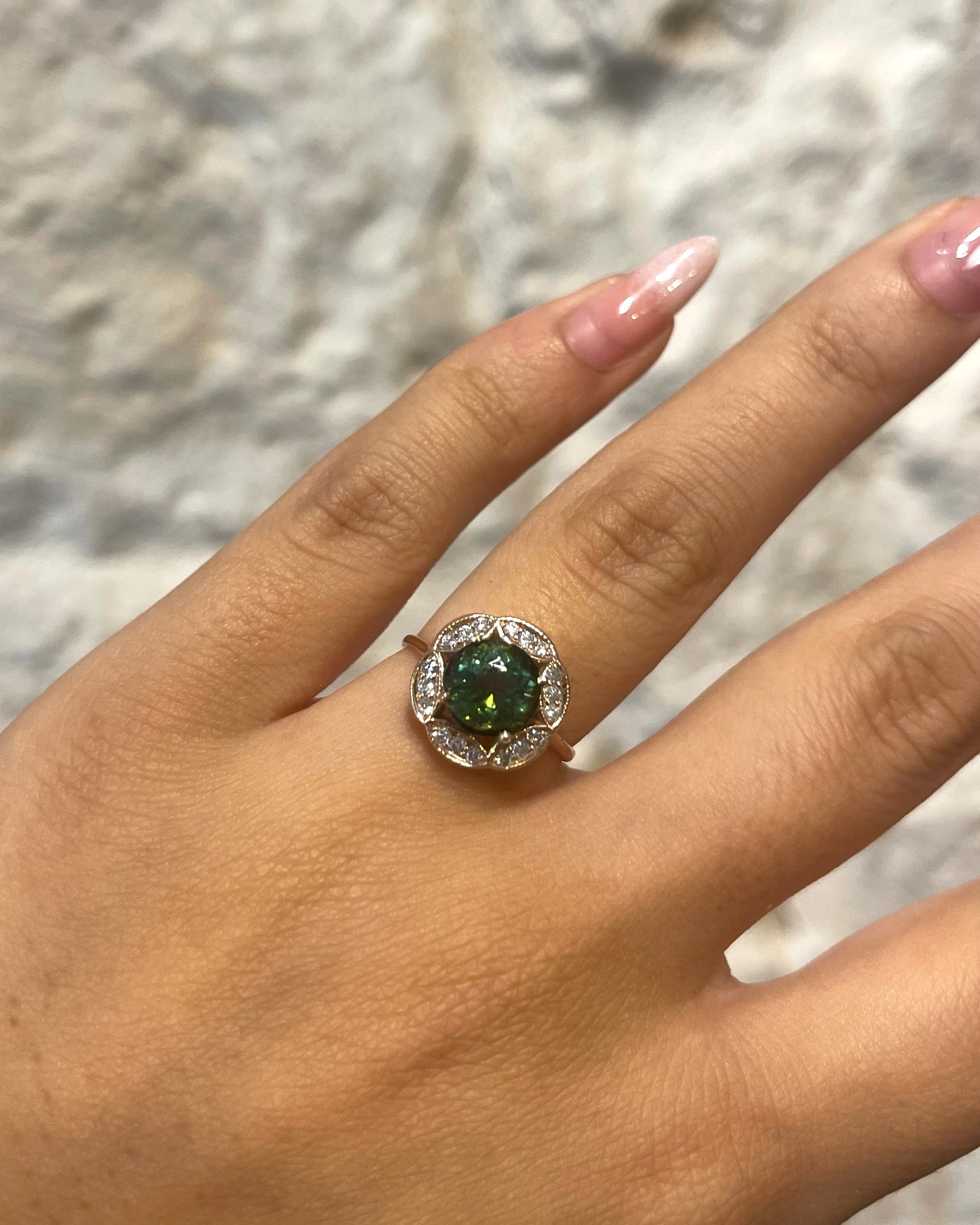 Bague Marguerite Tourmaline 1.50 carat & Diamants "Alana"
