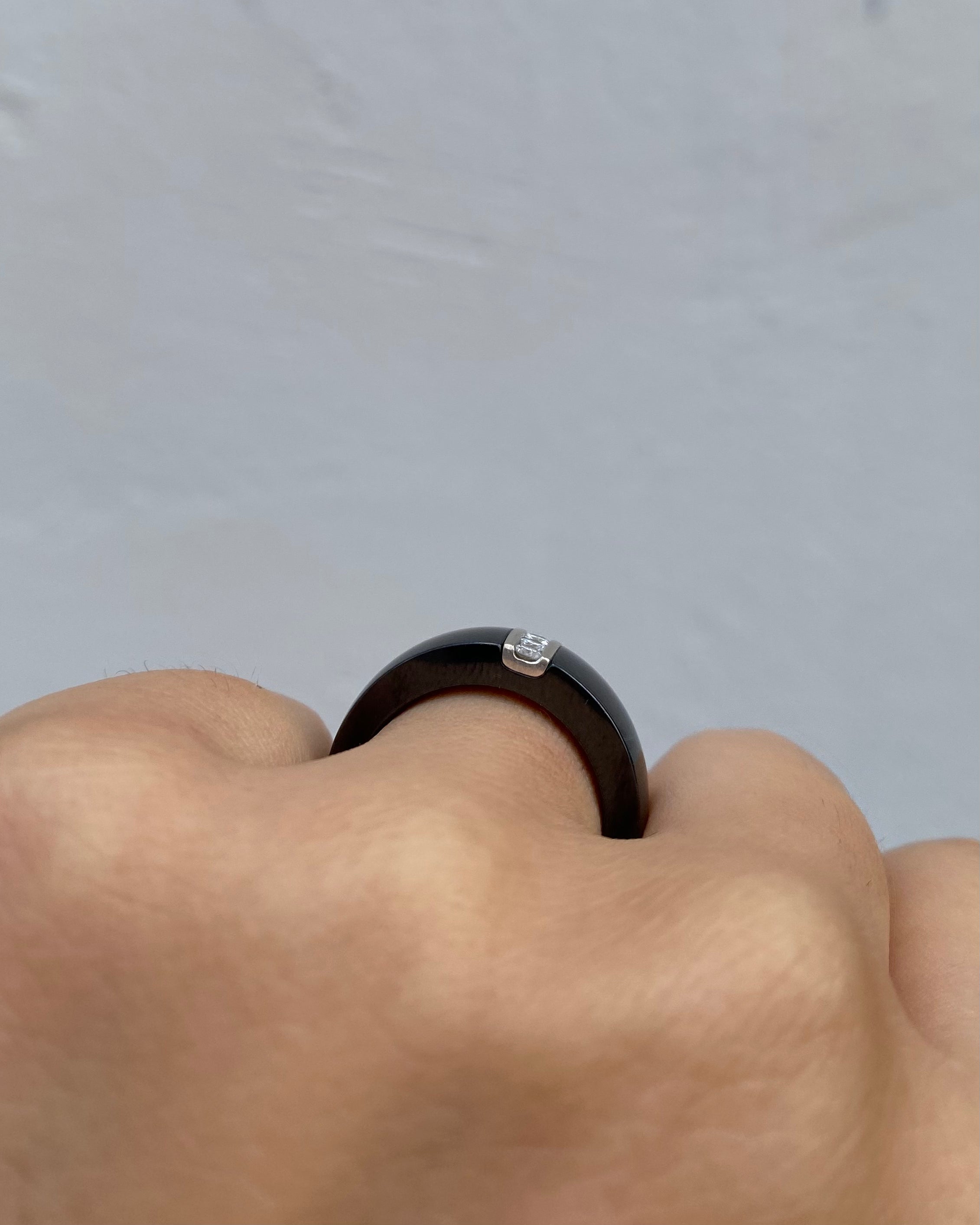 Bague Jonc Céramique & Diamants 6.16 g "Kamila"