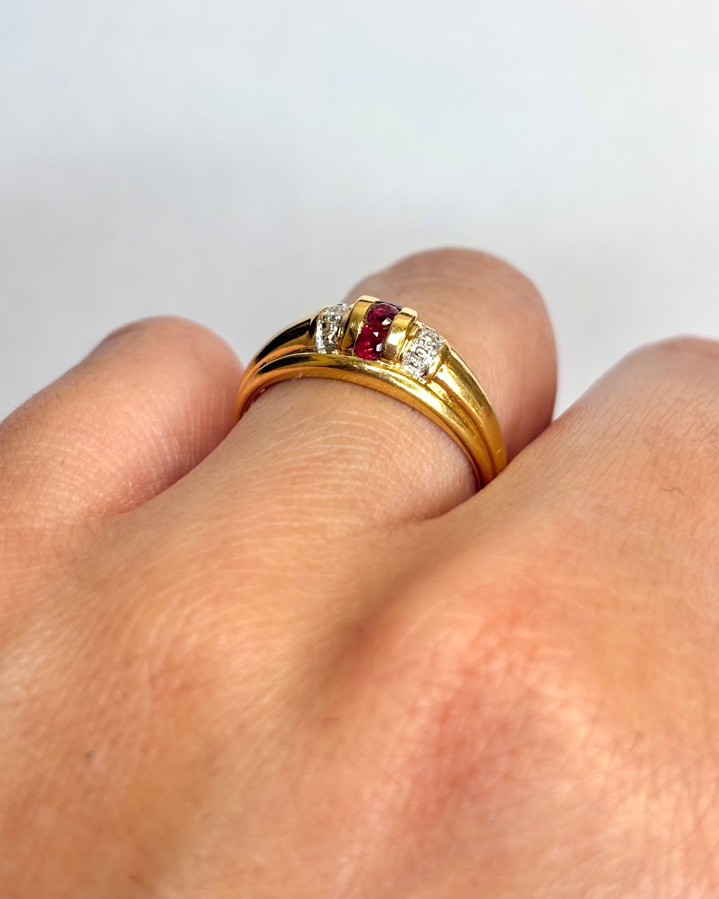 Bague Jonc Rubis & Diamants "Dina"